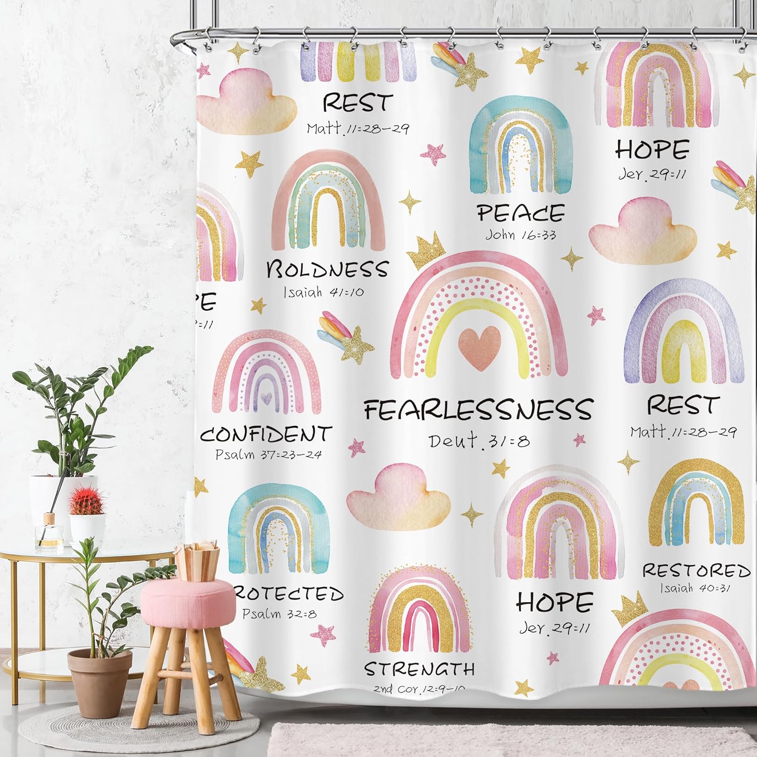Ufeela Kids Wall Hanging with Bible Verses Rainbow