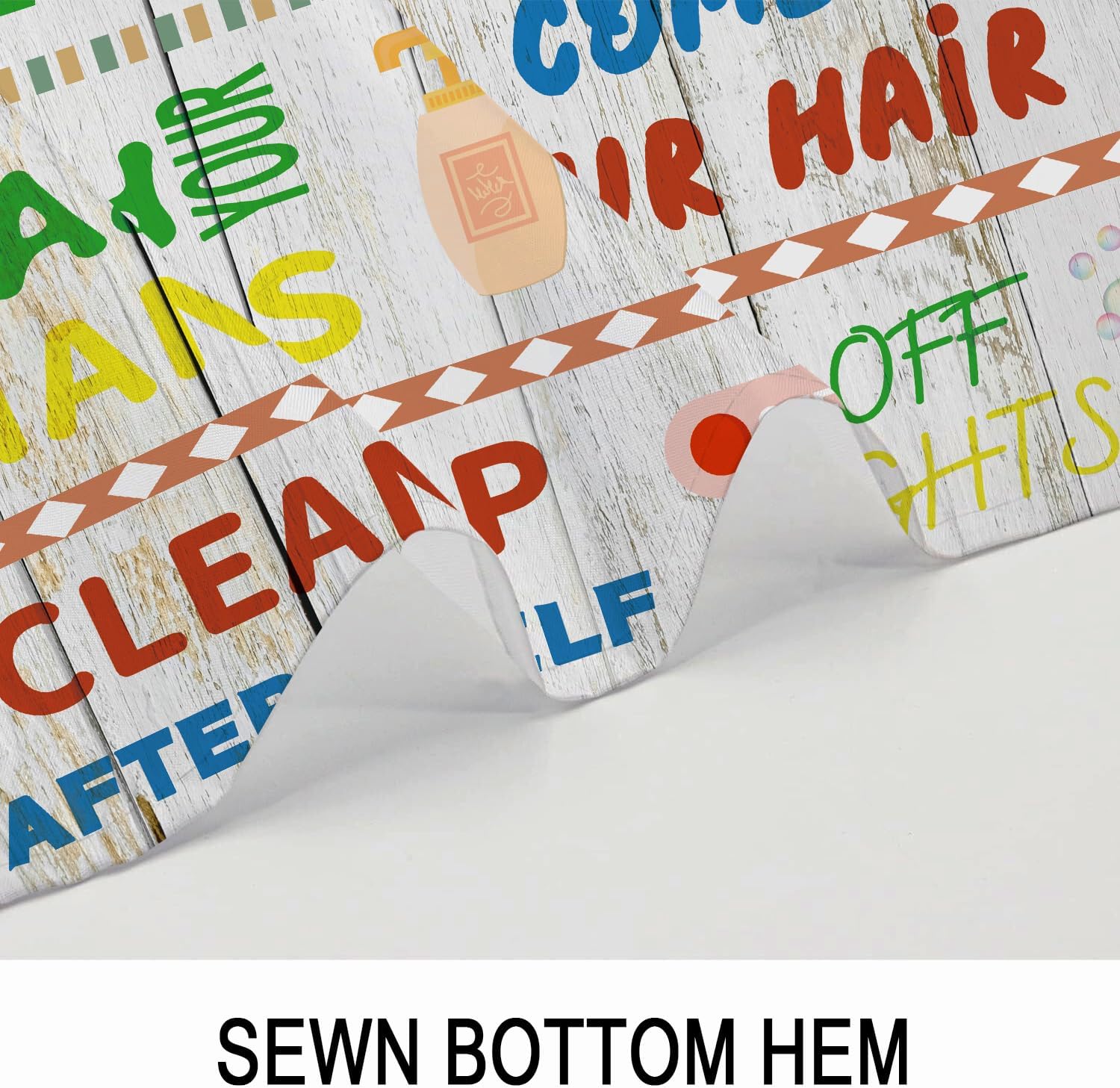 Kids Shower Curtain with 12 Hooks 72x72 Inches