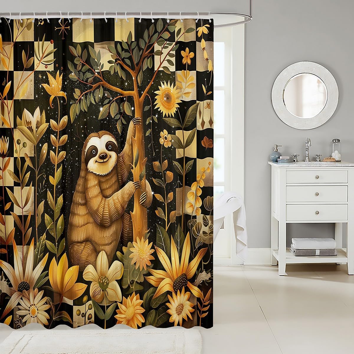 Feelyou Cute Sloth Bathroom Shower Curtain 72x78