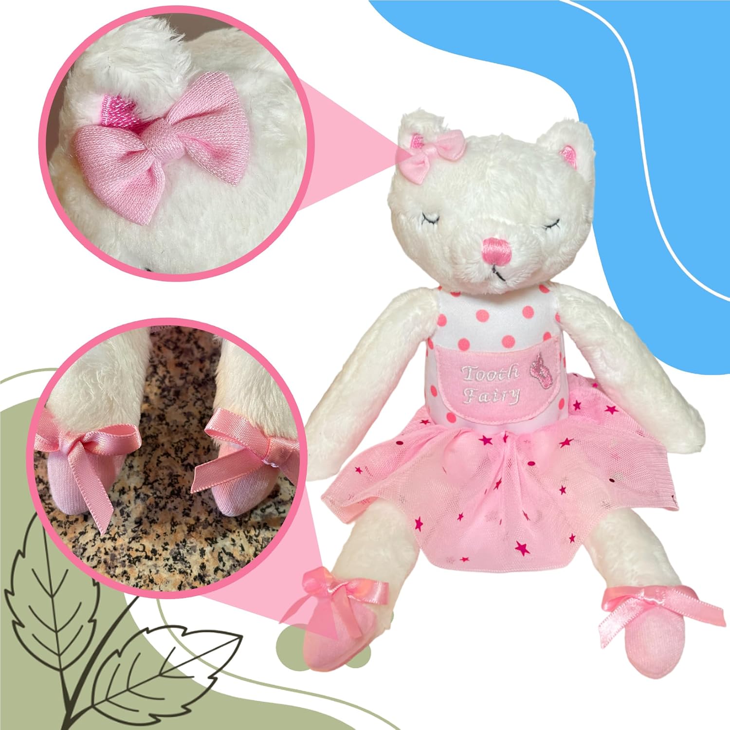 Caterina Cat Tooth Fairy Pillow for Girls