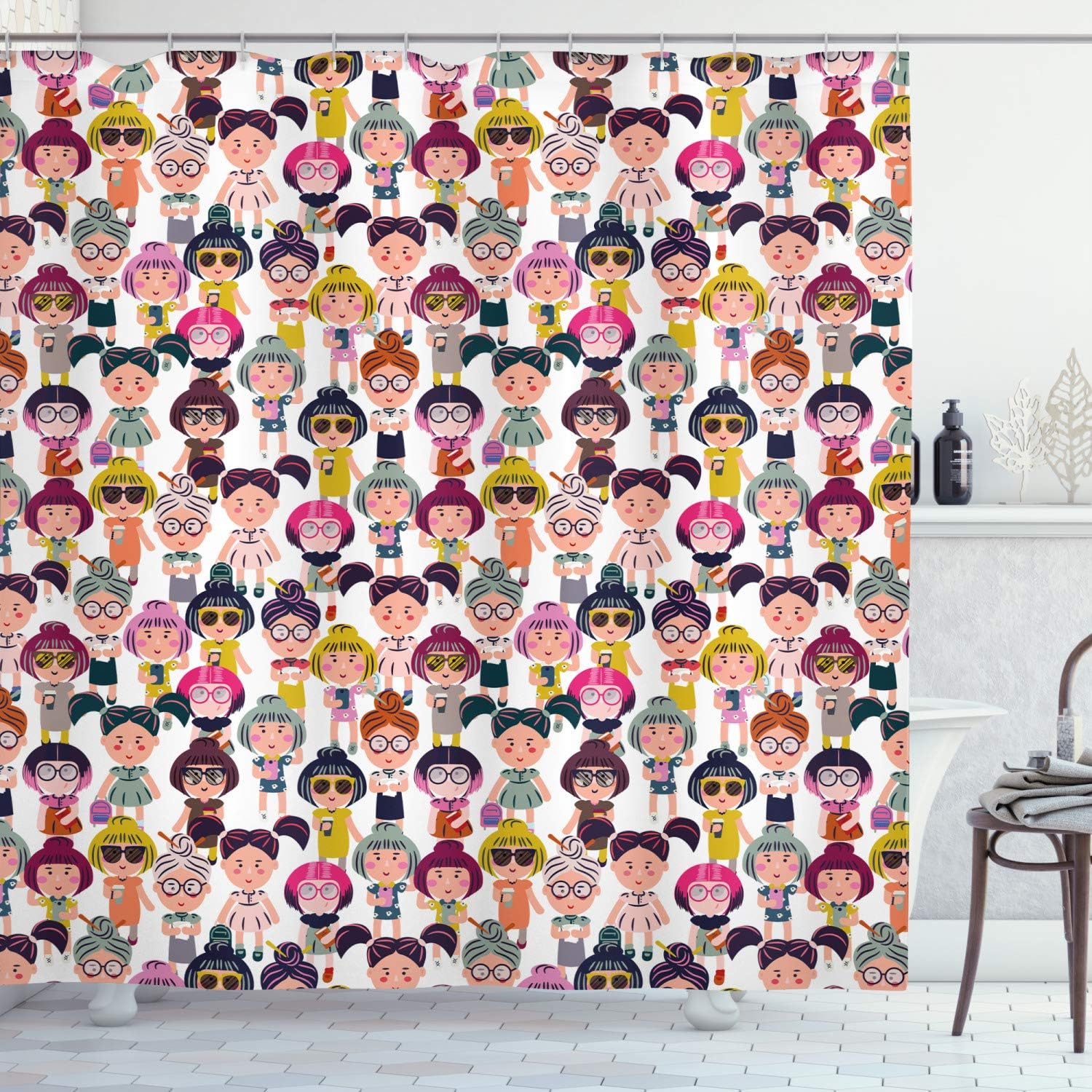 GIRL FRIENDLY SHOWER CURTAIN