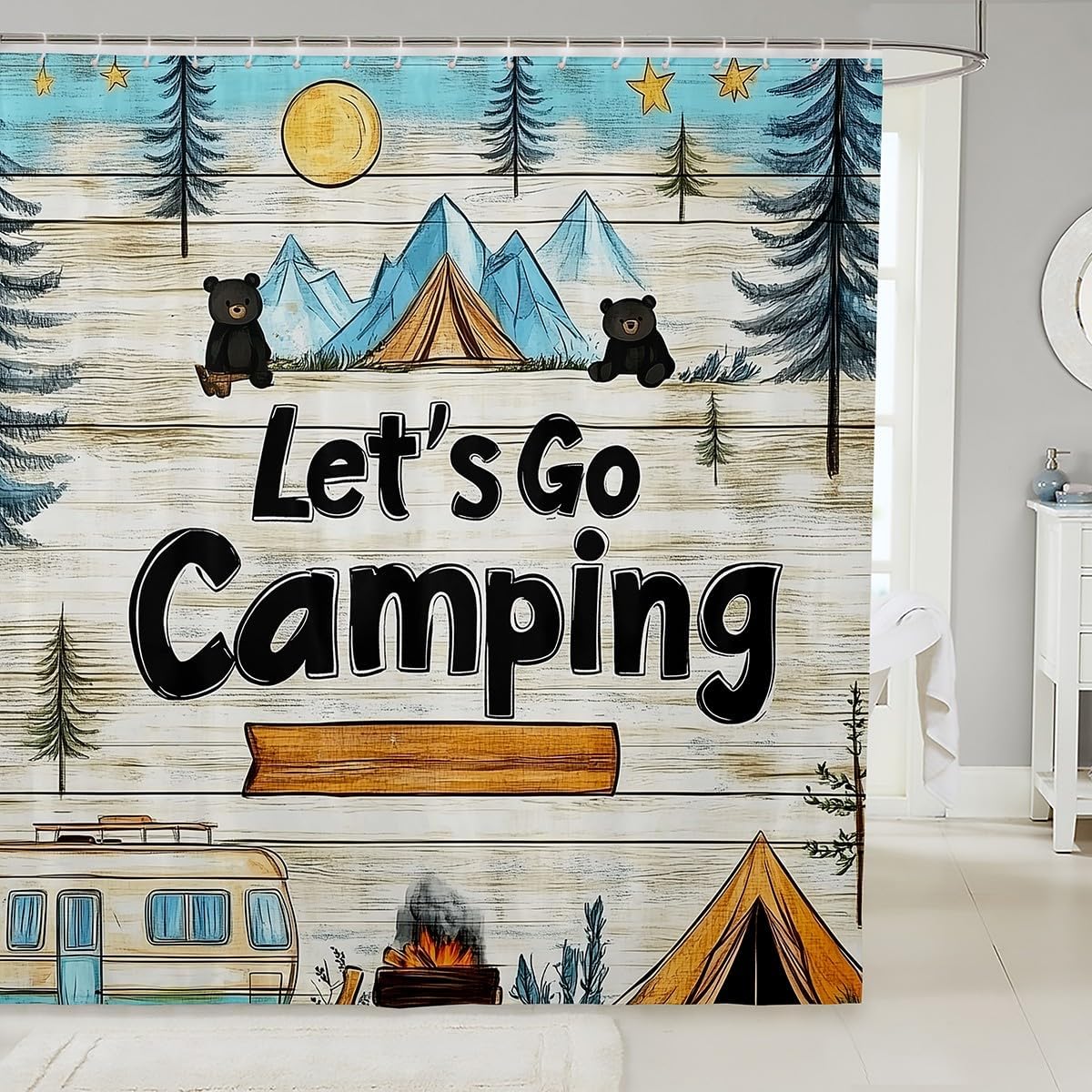 Stylish Camping Shower Curtain for RVs and Cars