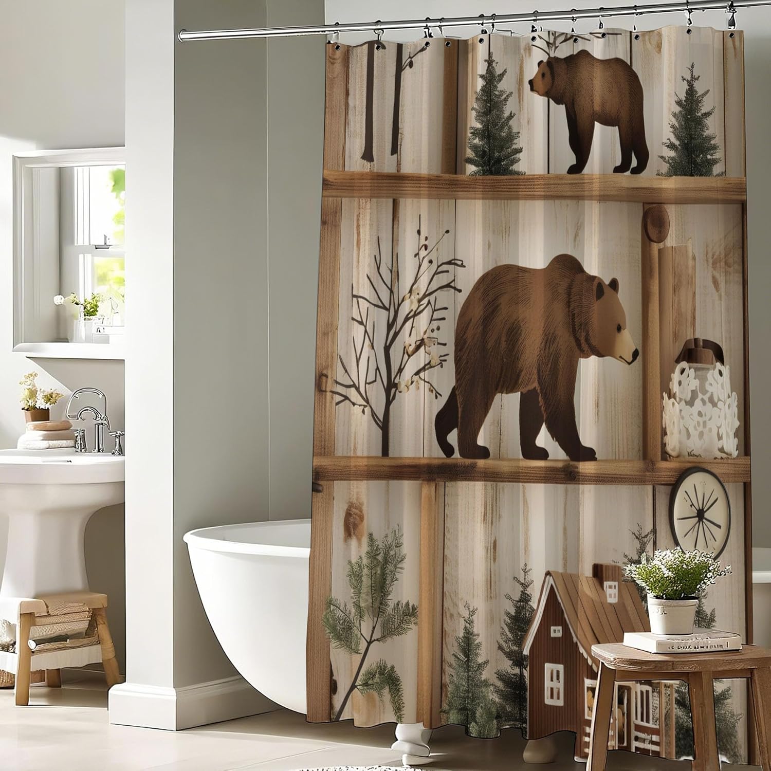 Rustic Cabin Bear 60x72