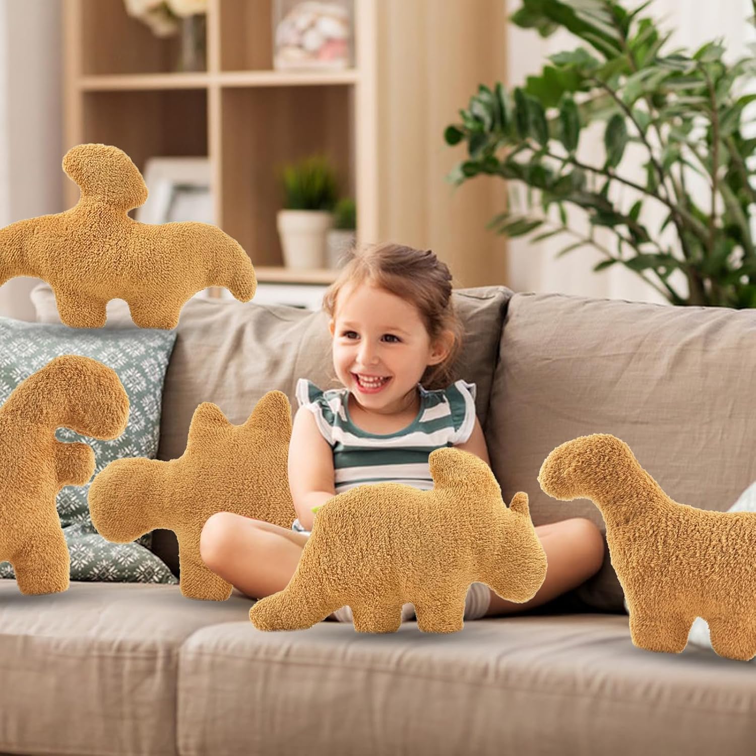 Psqueeze Dino nugget plush pillow set funny birthday gift for kids