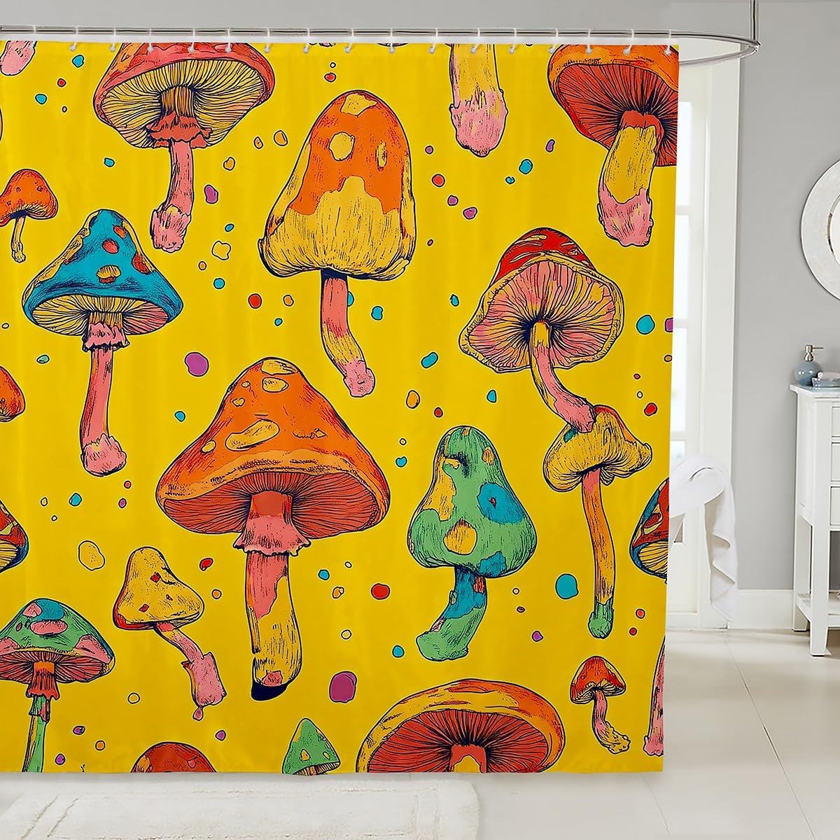 Cute Mushroom Bath Curtain Set