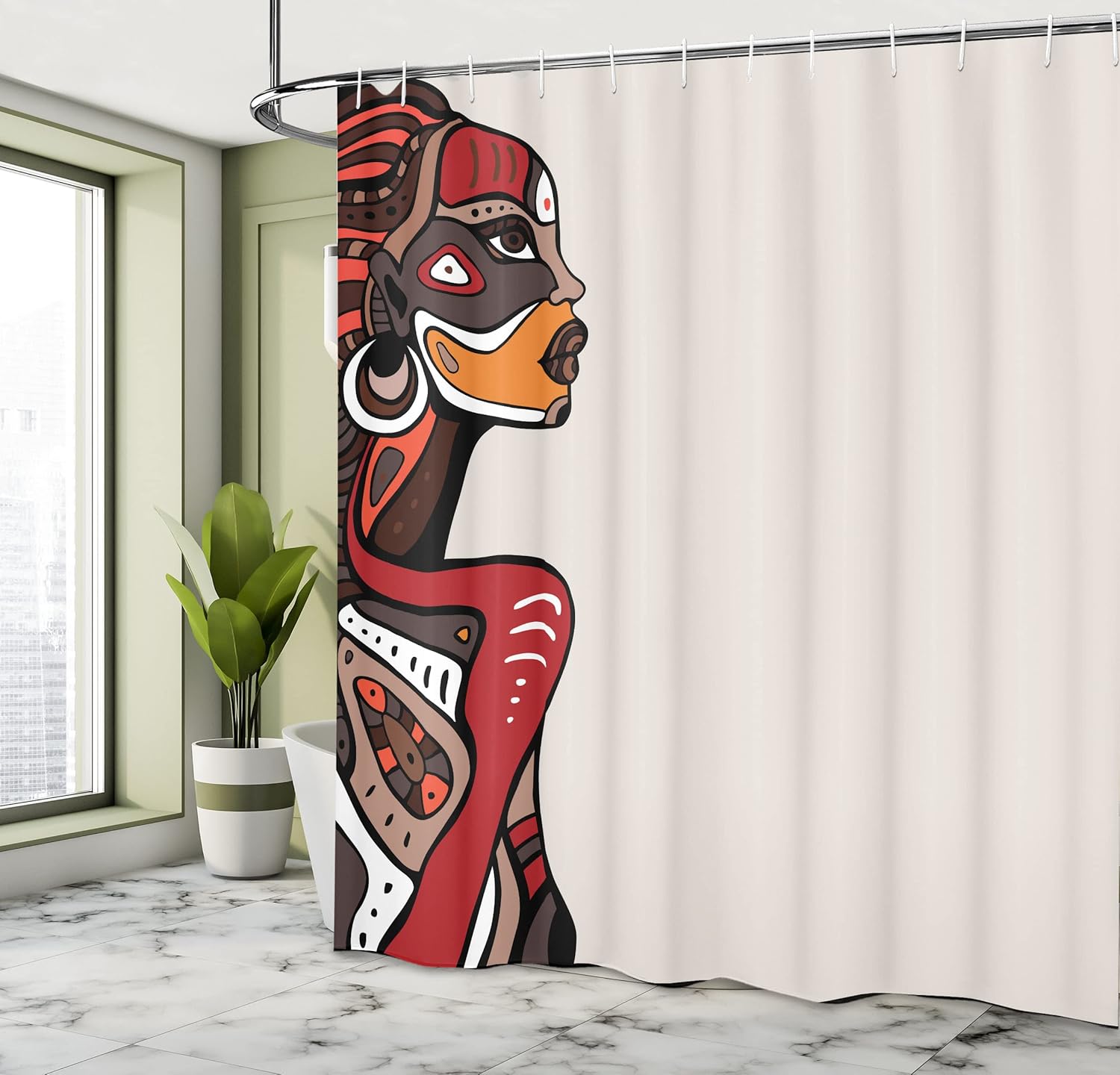 Ambesonne African Pattern Shower Curtain Set with Hooks