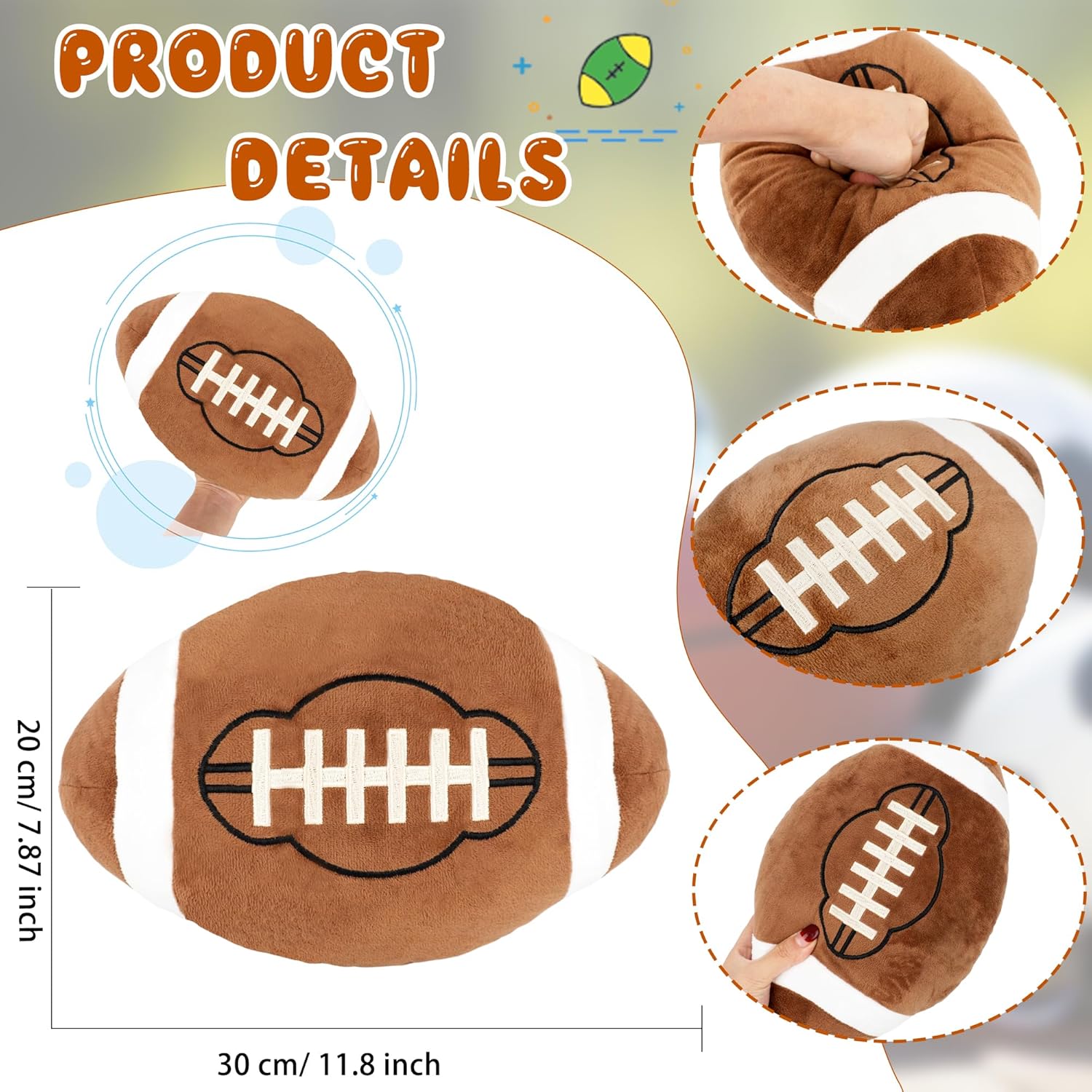 soft 12-inch football plush pillows for adults and kids
