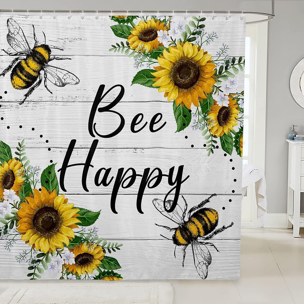 Bee Happy Shower Curtain Fun for Kids