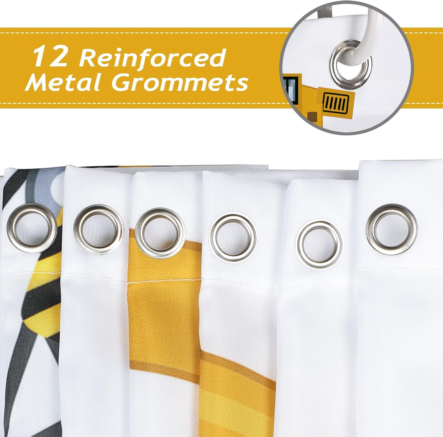 Fun Construction Kids Shower Curtain Durable Waterproof Easy to Use