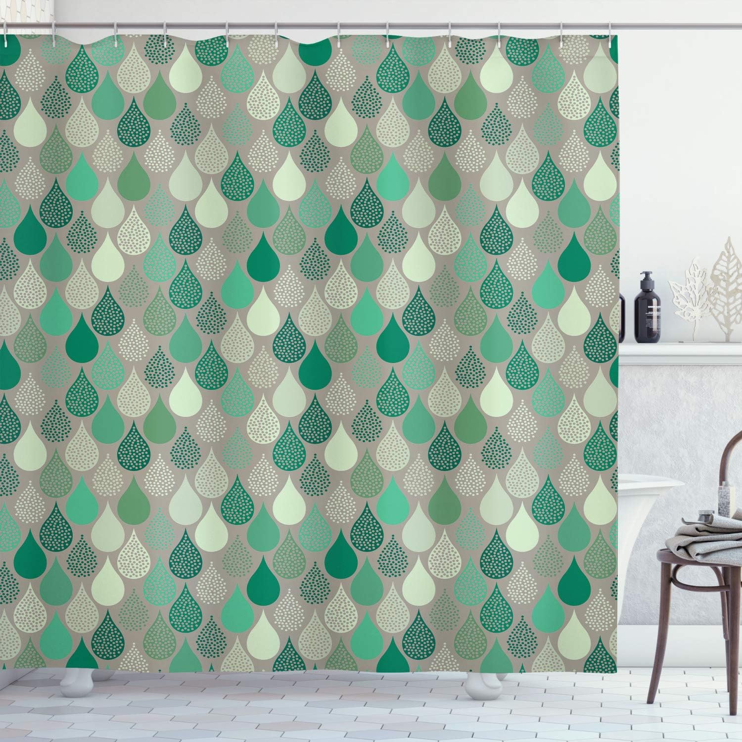 Ambesonne Geometric Shower Curtain Jade Green