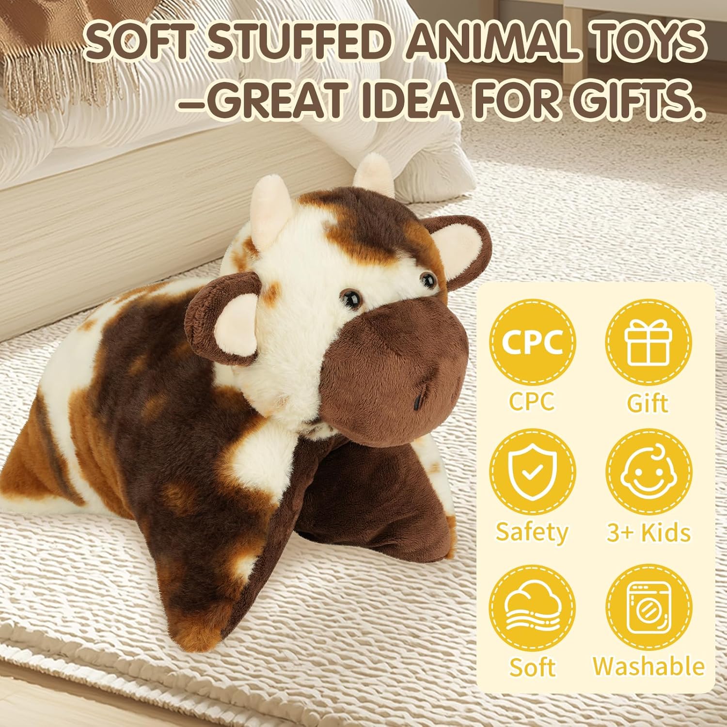 15 Cute Cow Plush Pillow - Multi-Purpose