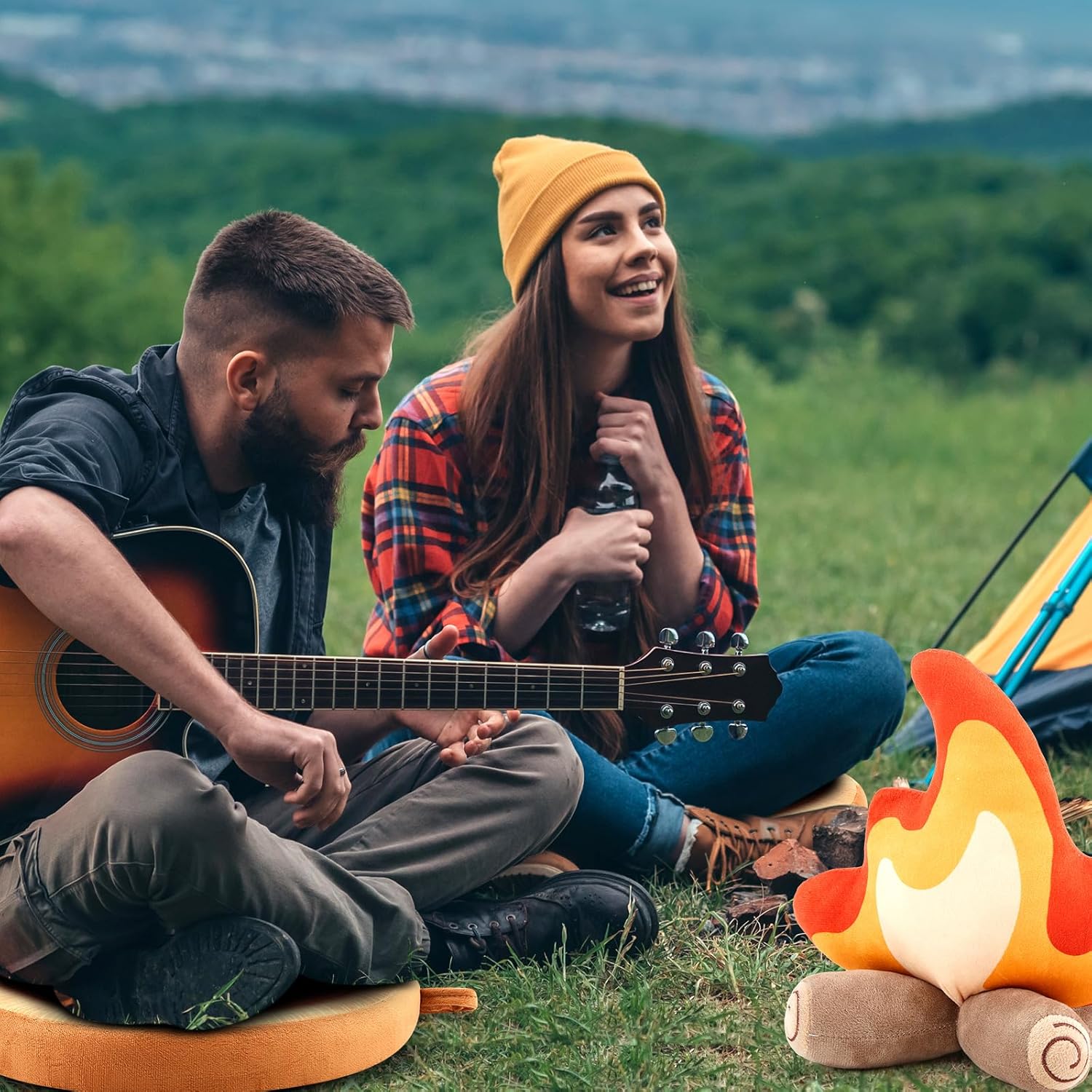 3 Pcs Campfire Plush Set Realistic Camping Experience