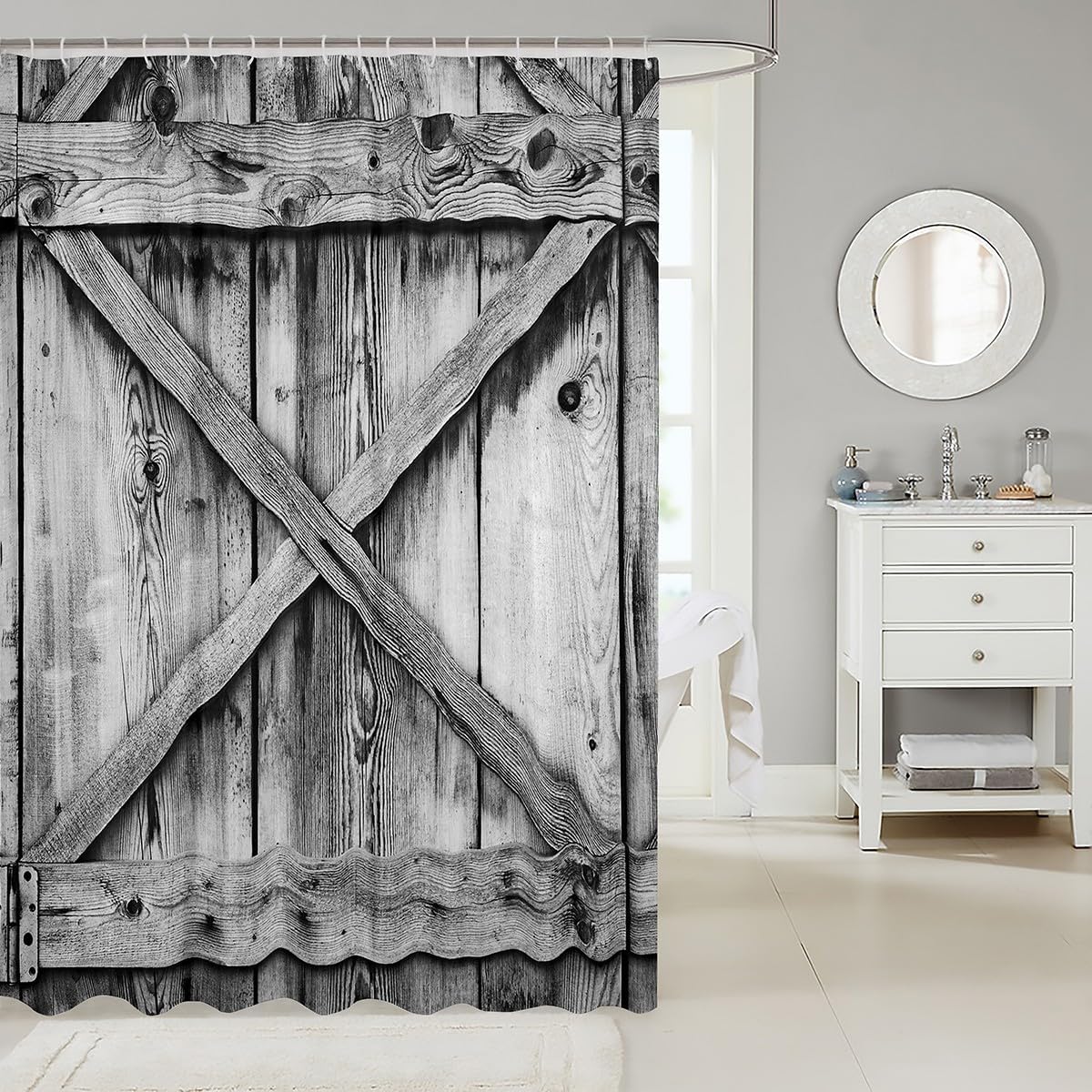 Sturdy Rustic Barn Shower Curtain for Kids