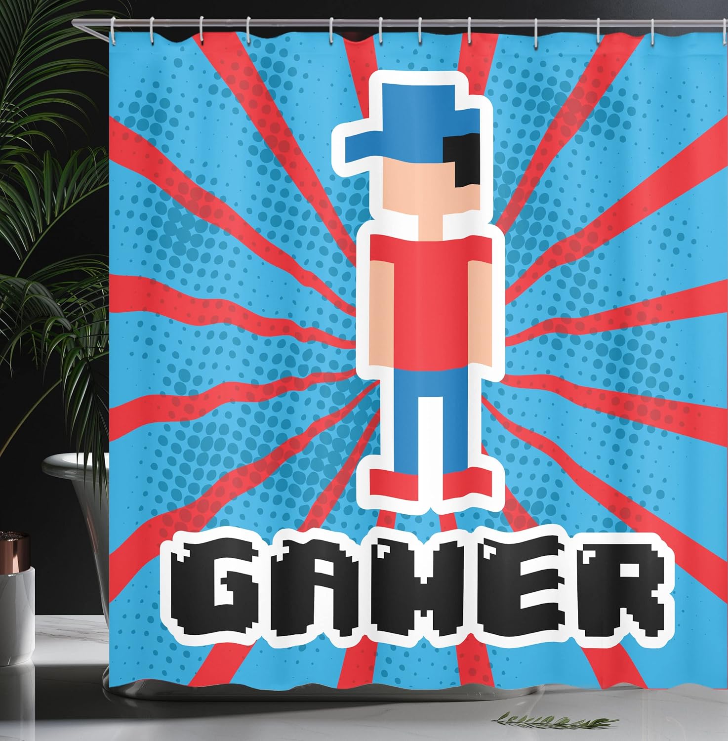 Ambesonne Video Game Shower Curtain Set