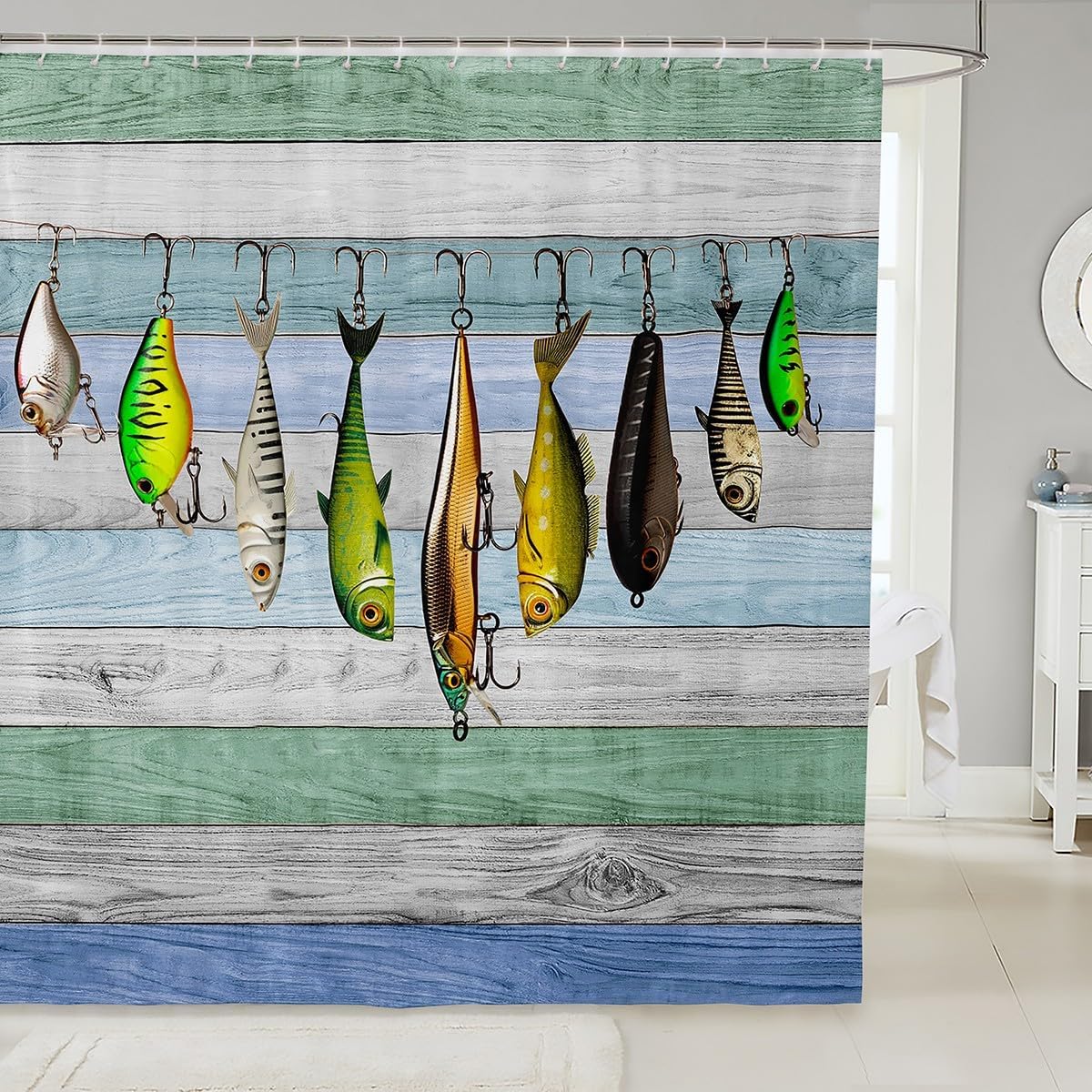Erosebrdial Colorful Fish Bathroom Shower Curtain Sets