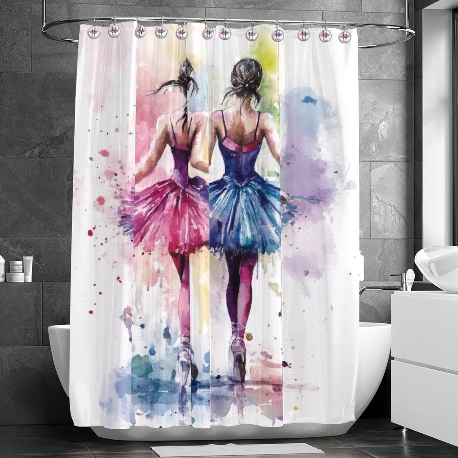 Dancing Ballet Girls Print Stainless Steel 72x72 inches Water Resistant Fast Drying