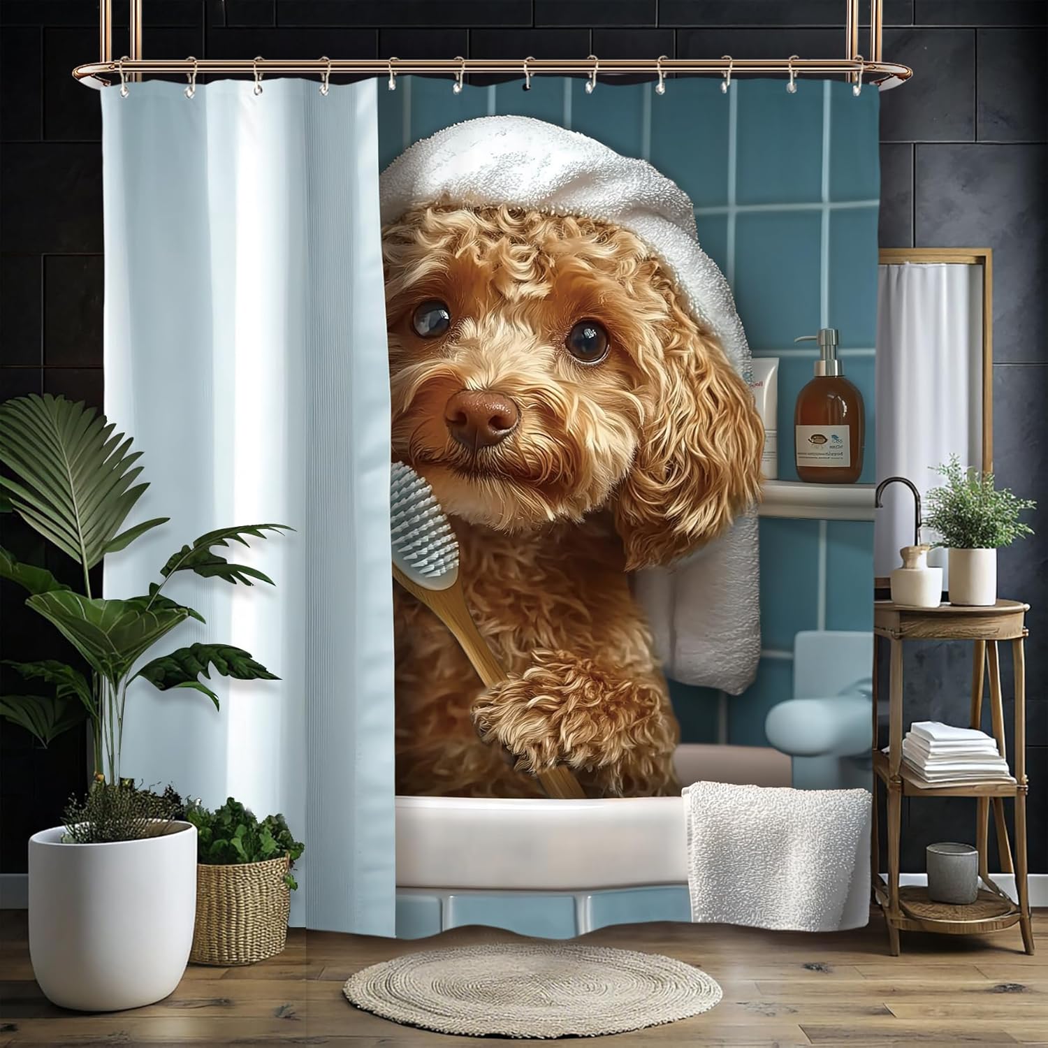 Miyotaas Hilarious Dog Shower Curtain - 60x71 inches
