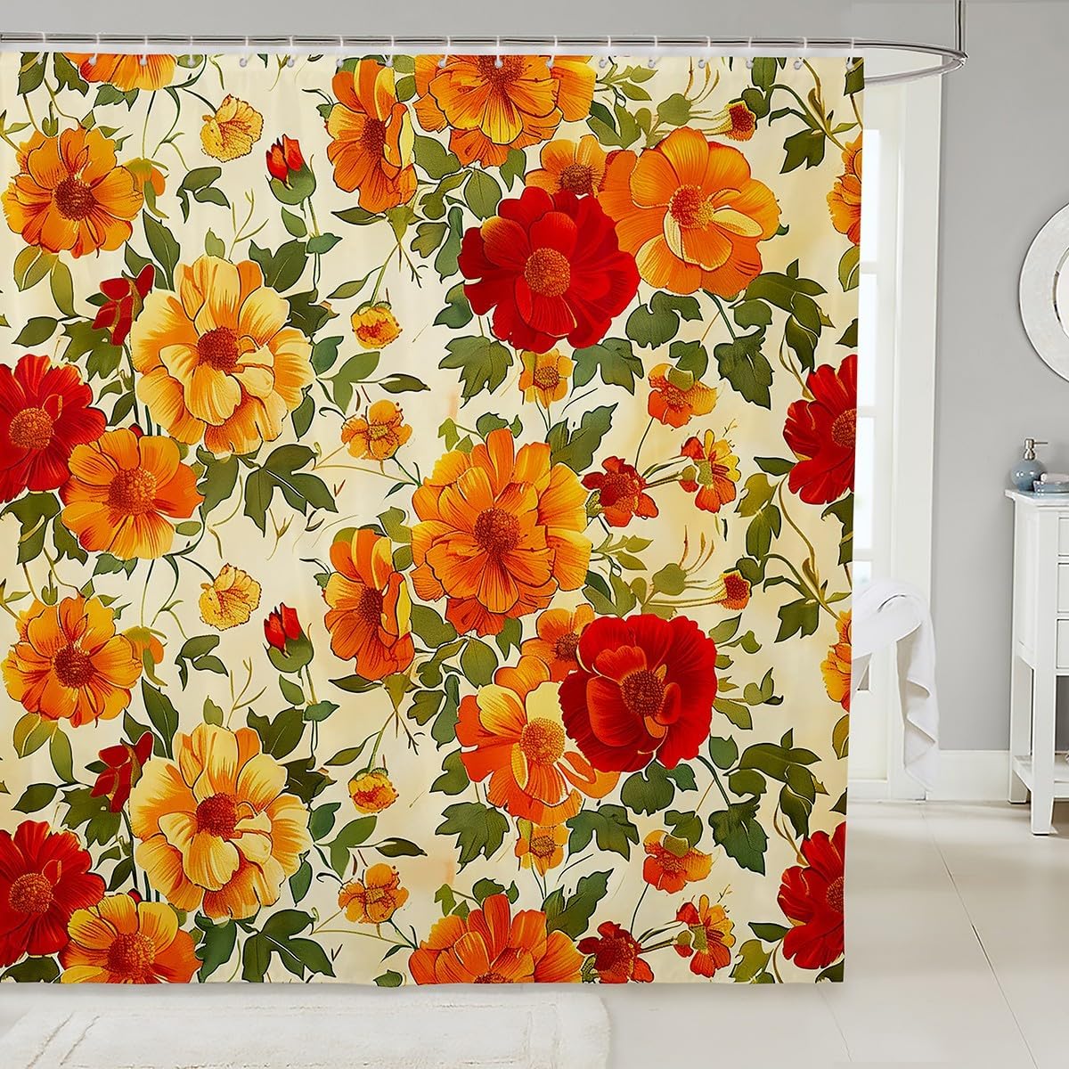 Feelyou 72x78 Rose Floral Bathroom curtain