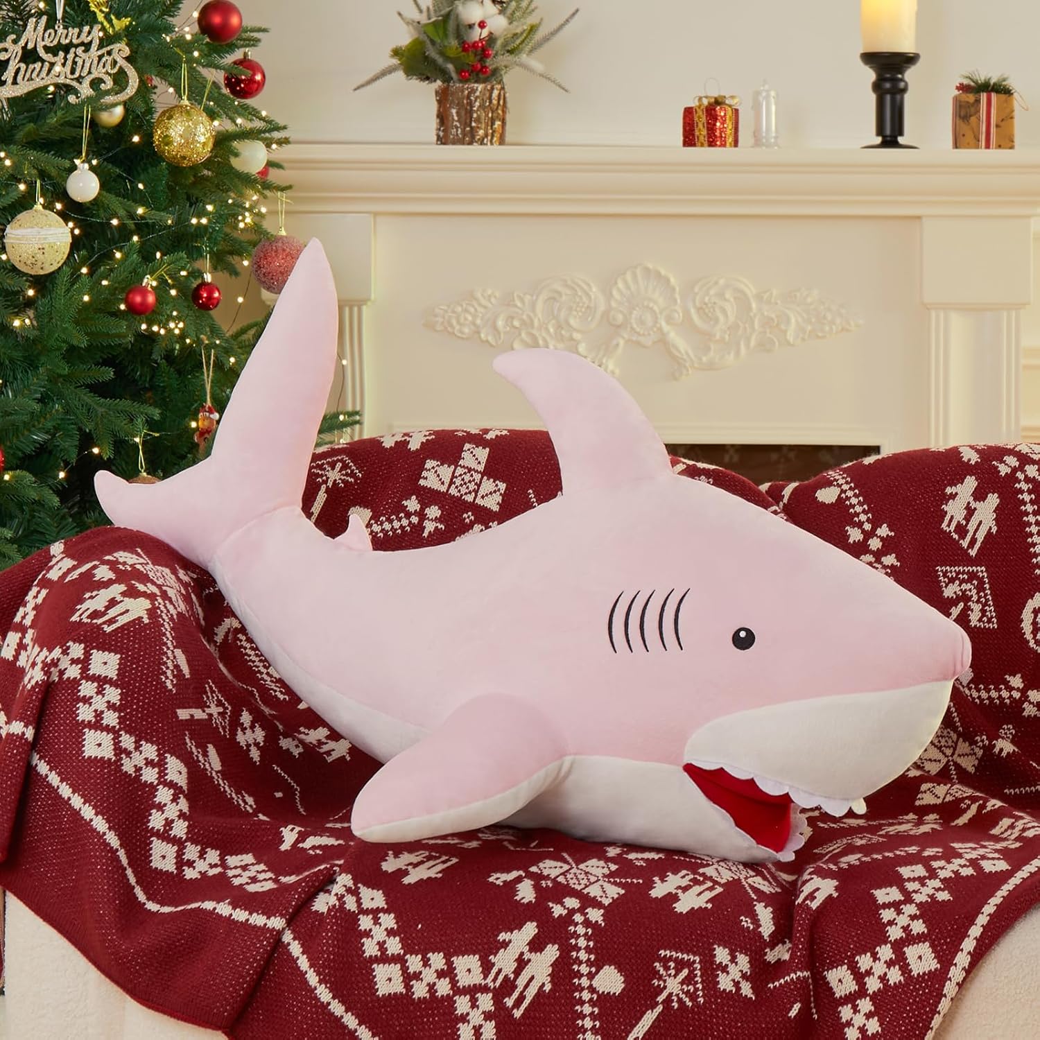 39 Giant Shark Plush Pillow for Kids Adults