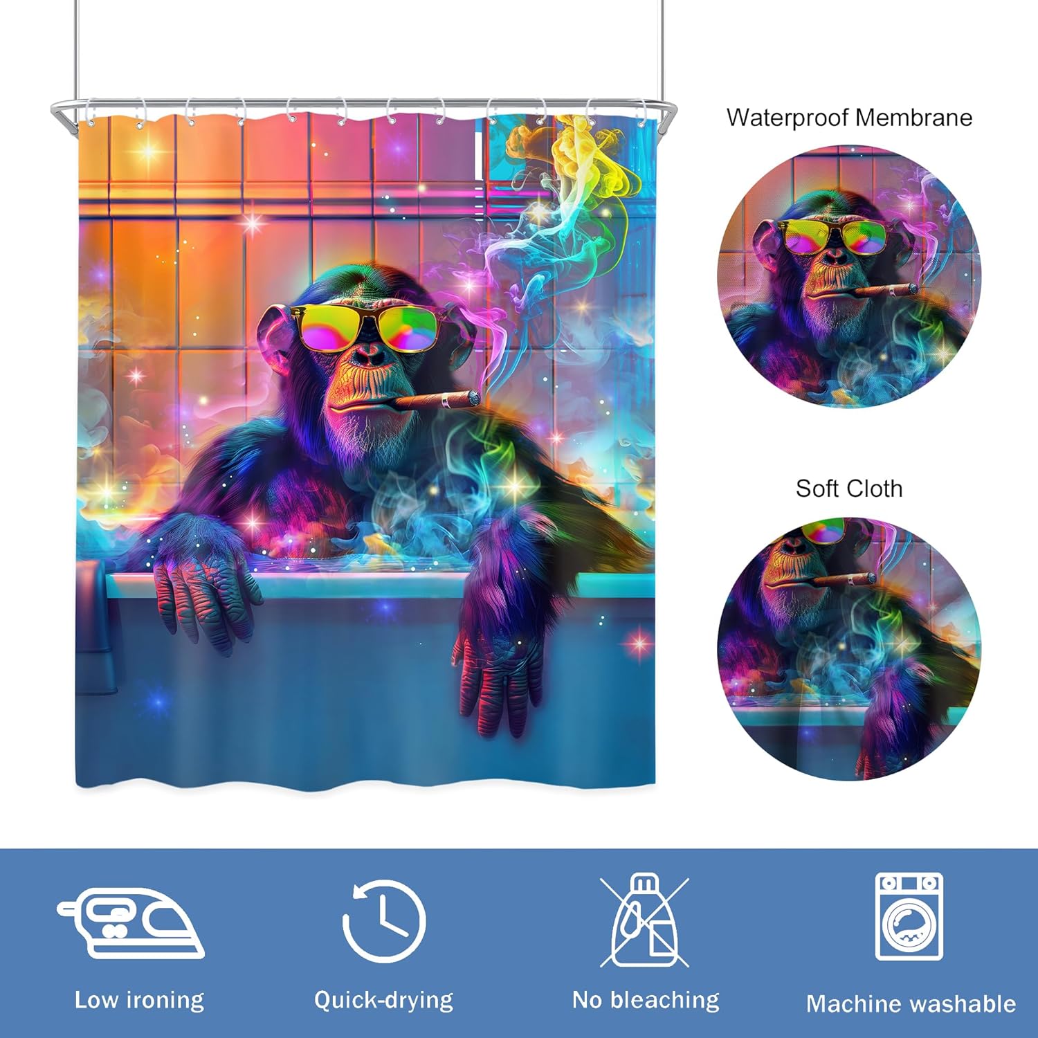 Funny Monkey Waterproof Perfect for Bathroom Decor