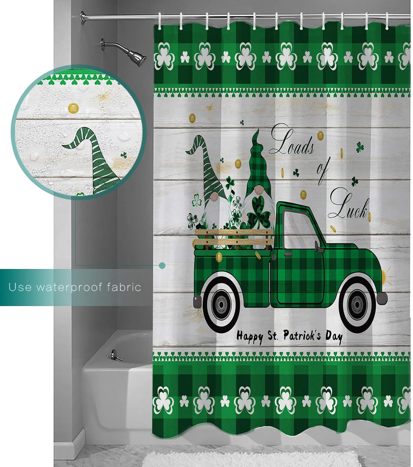 St Patricks Day Waterproof Shower Curtain for Bath 72x84 inches