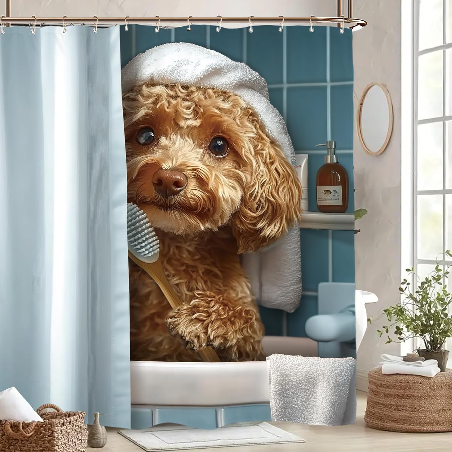 Miyotaas Hilarious Dog Shower Curtain - 60x71 inches