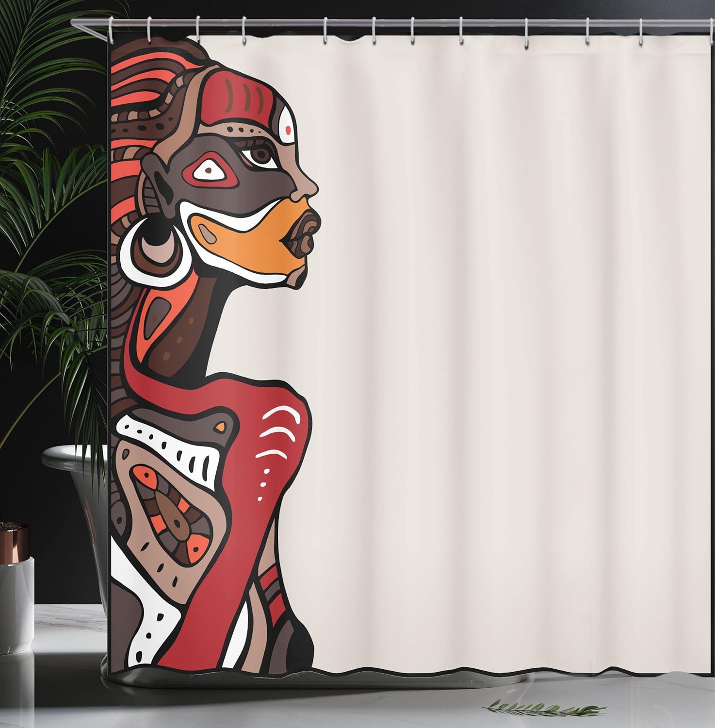 Ambesonne African Pattern Shower Curtain Set with Hooks
