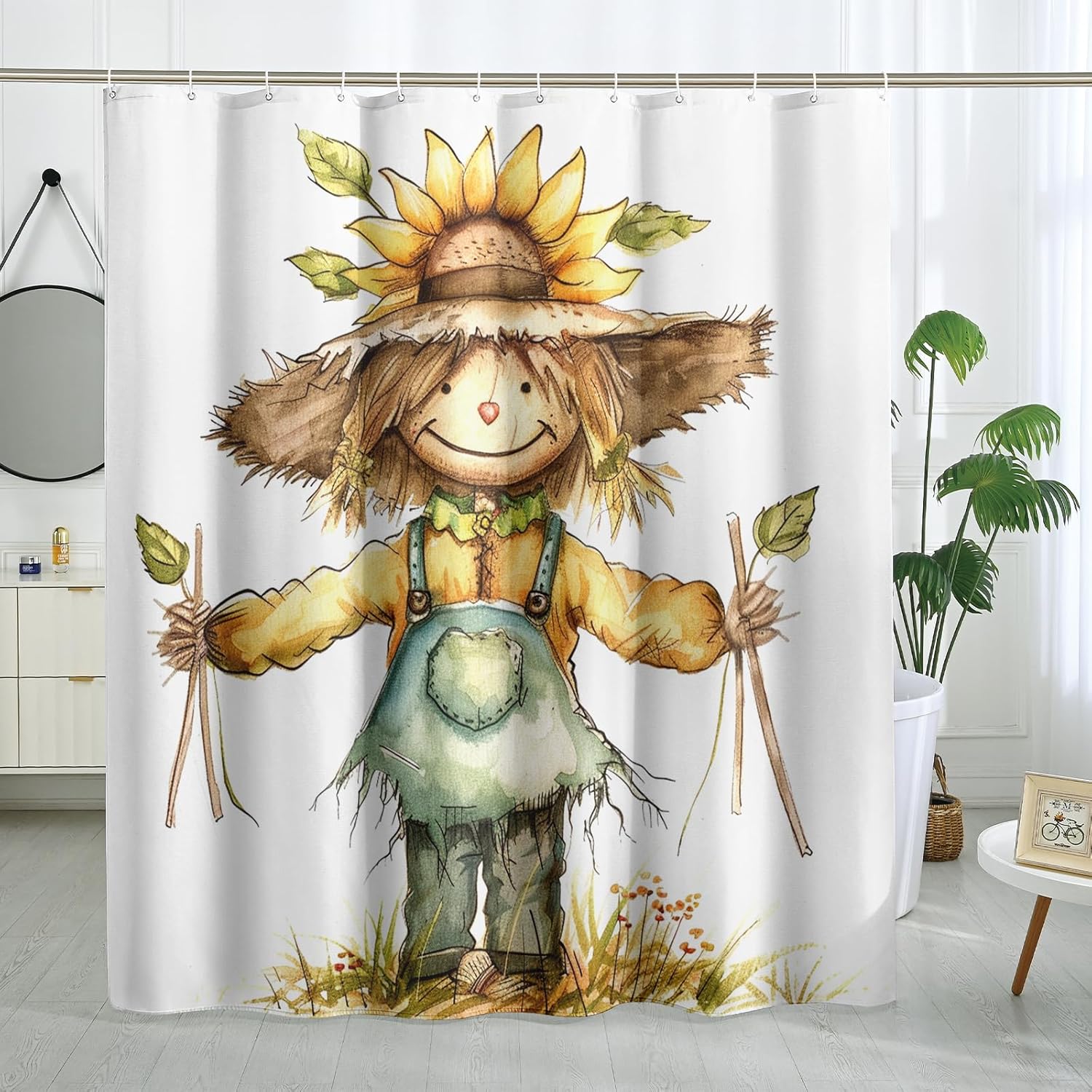 Fall Cool Scarecrow Shower Curtain Set 62x72