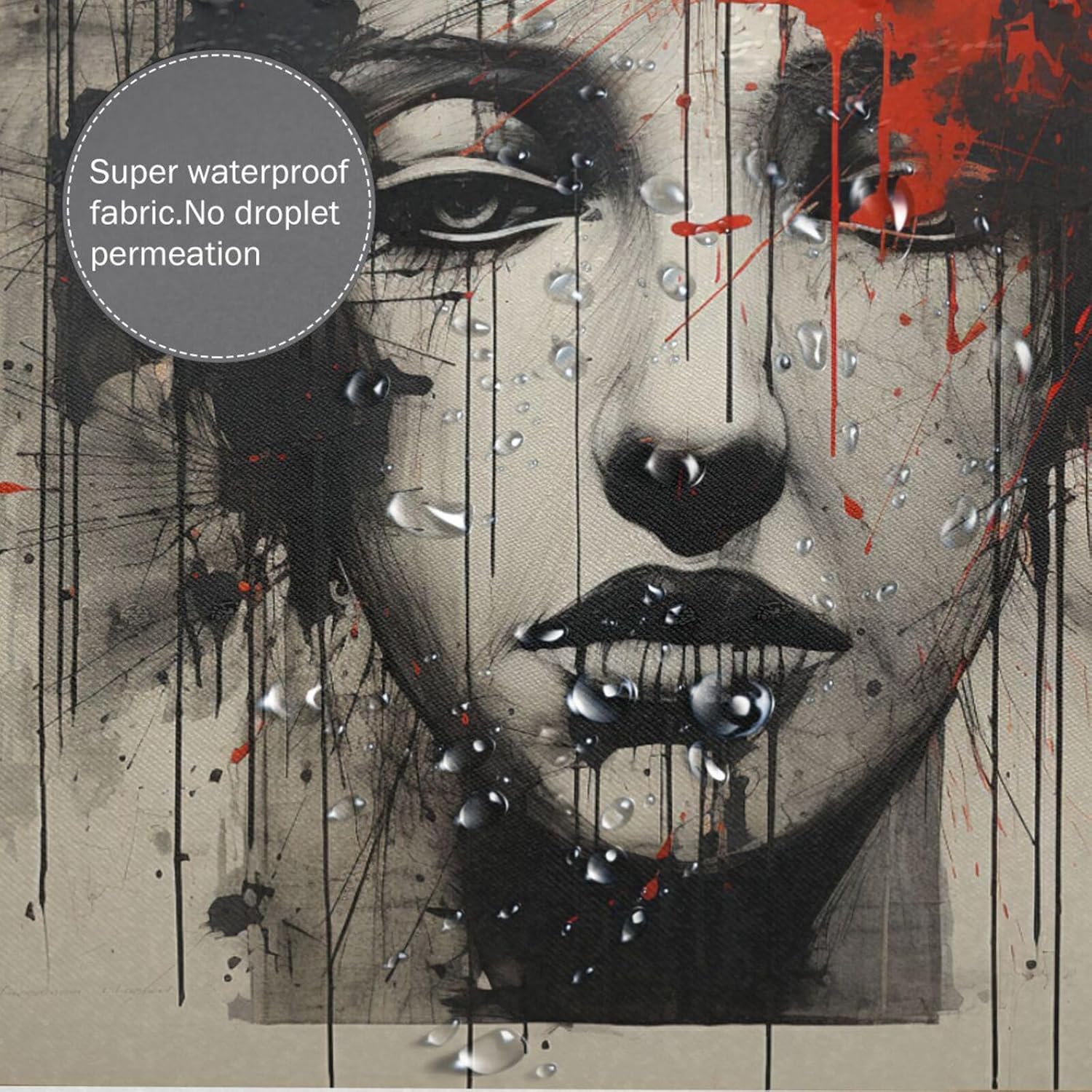 Abstract Girl Oil Painting Luxury Boho Shower Curtain Set