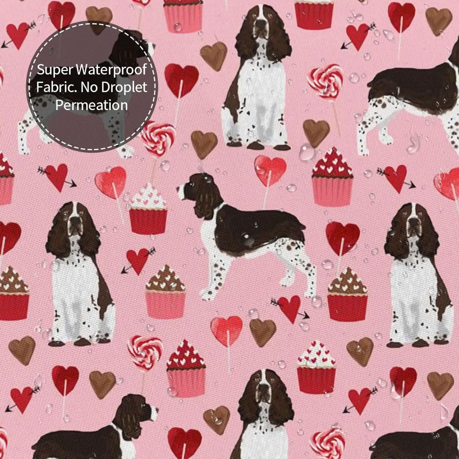 Perfect bath curtains for kids Cute Springer Spaniel Hearts 72x72 inch waterproof