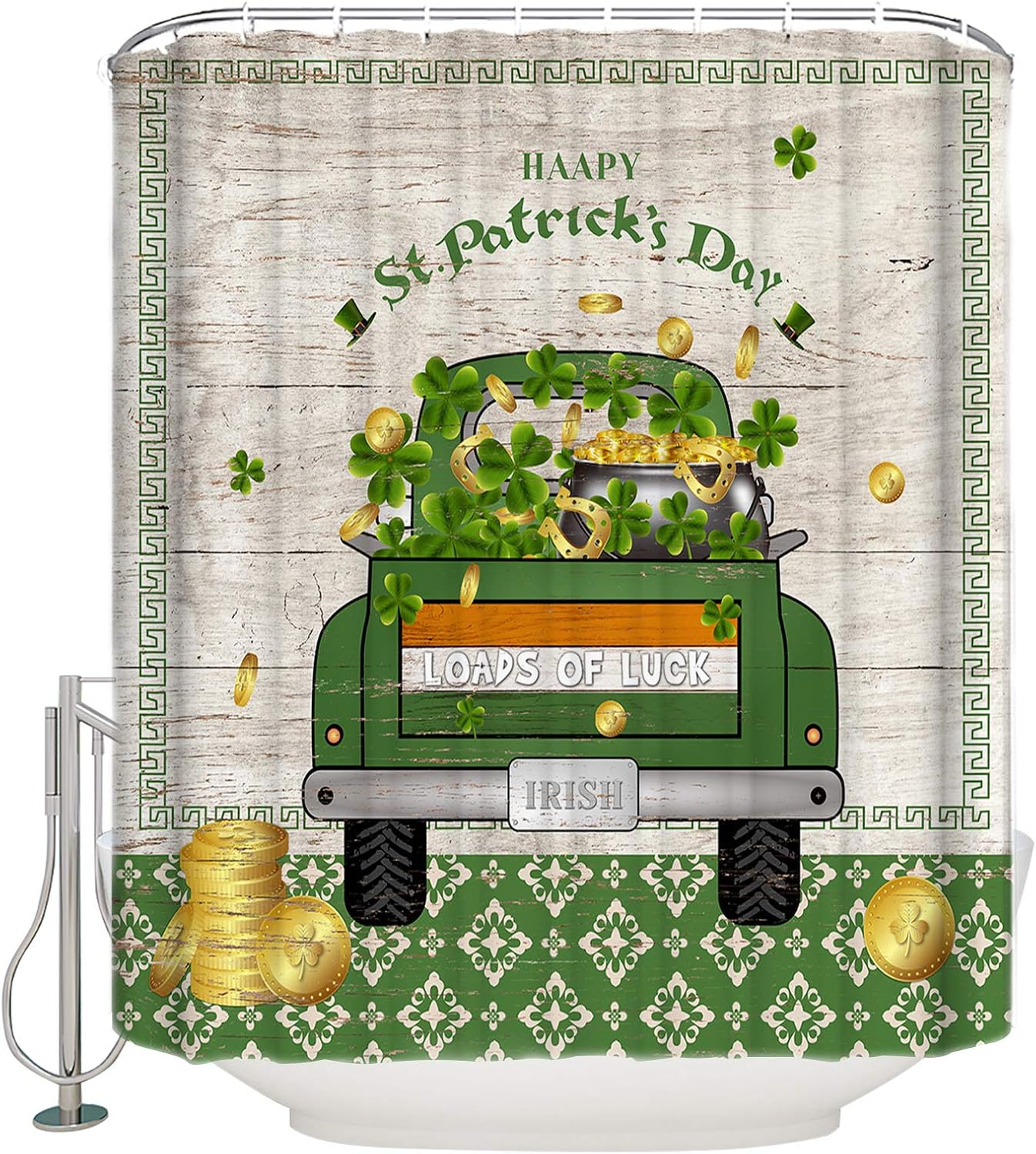 TocaHome Waterproof Shower Curtain with St Patricks Day Design - 54x78 inch