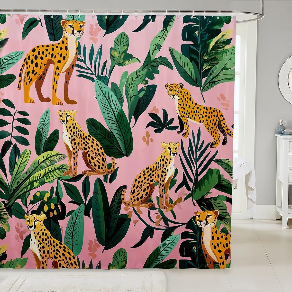 Adorable Leopard Animal Shower Curtain Set