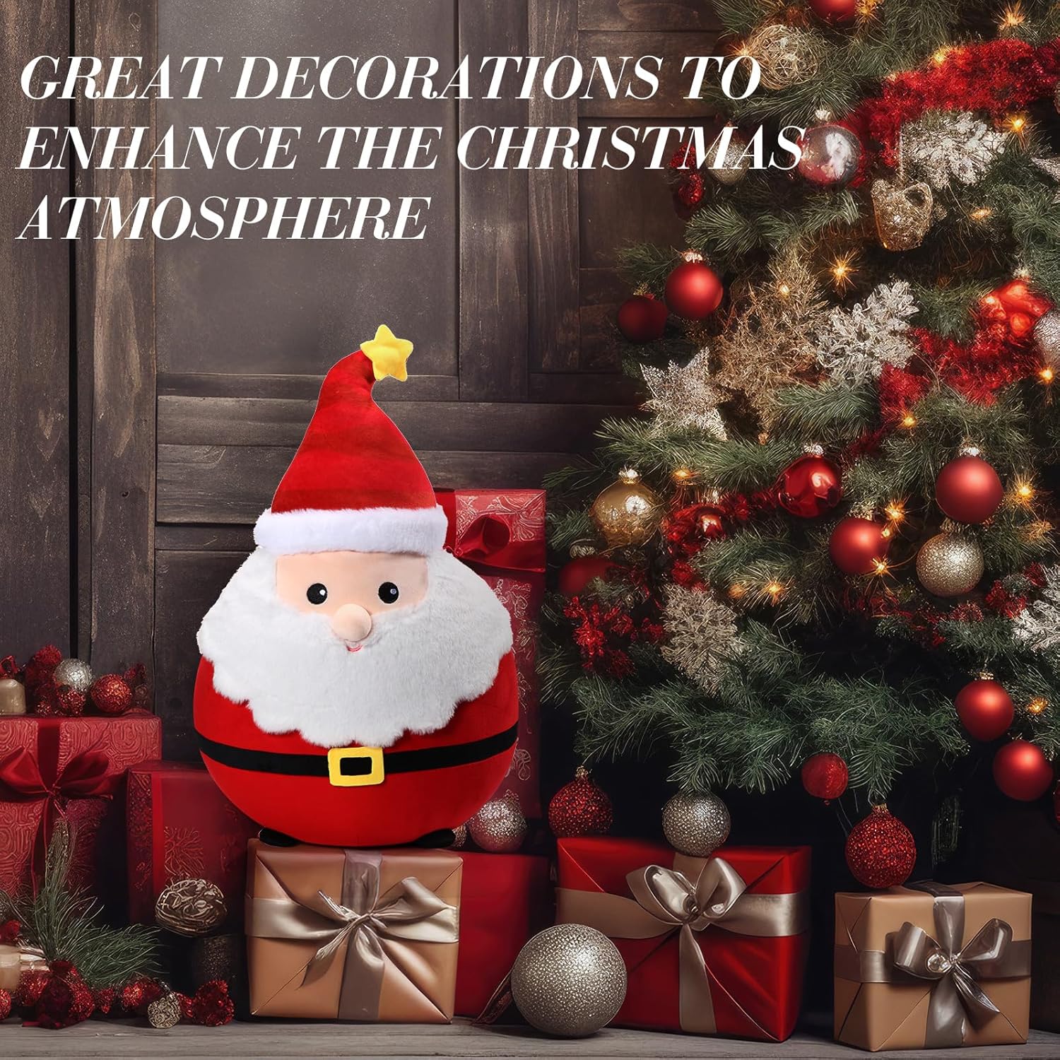 Huwena Christmas Santa Plush Pillow Soft Cuddly for Relaxation
