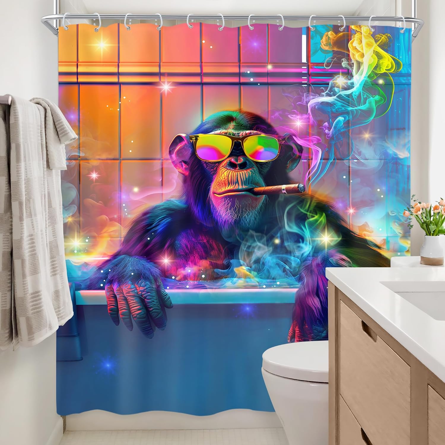 Funny Monkey Waterproof Perfect for Bathroom Decor