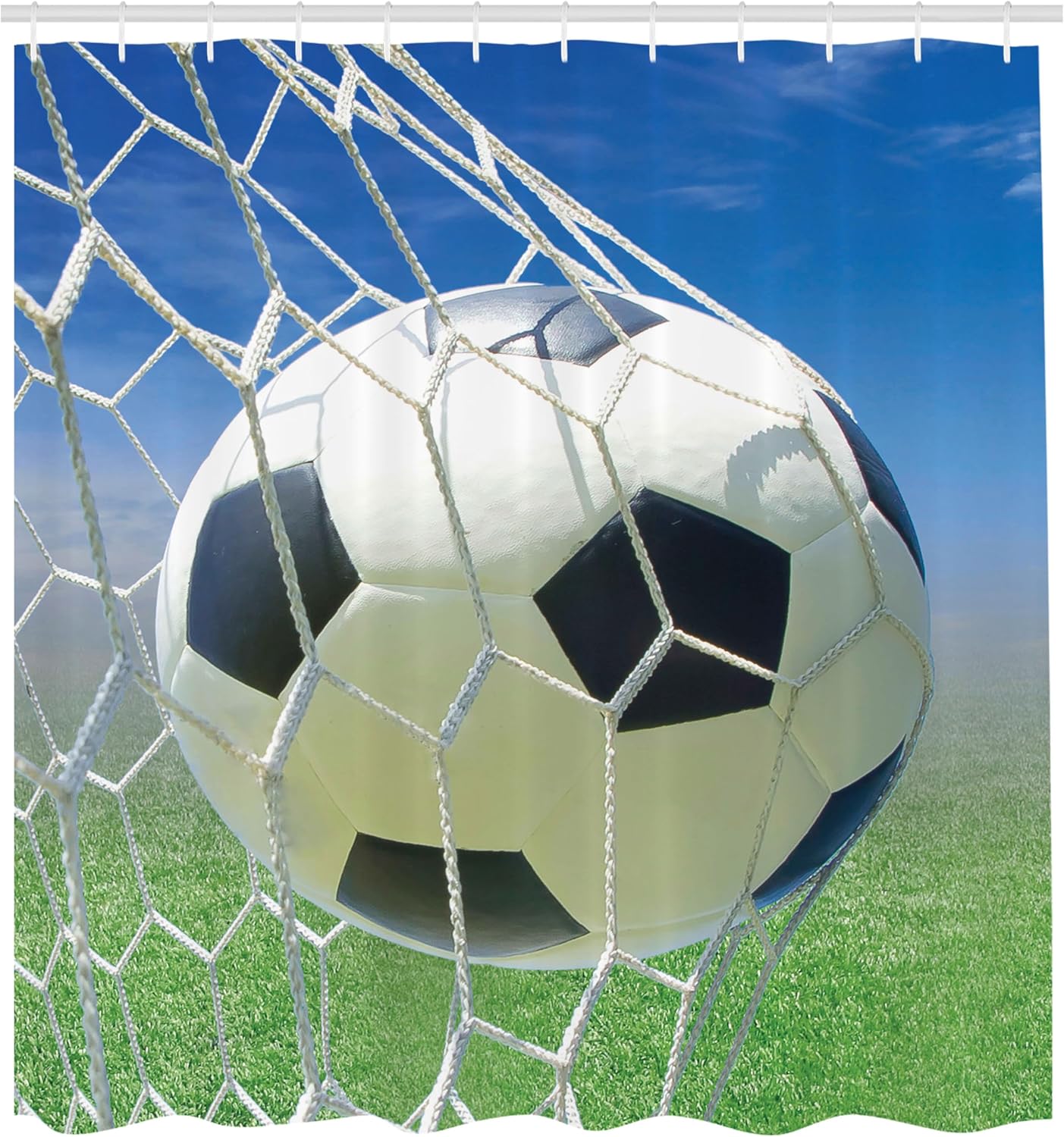 Ambesonne Kids Soccer Goal Net Shower Curtain