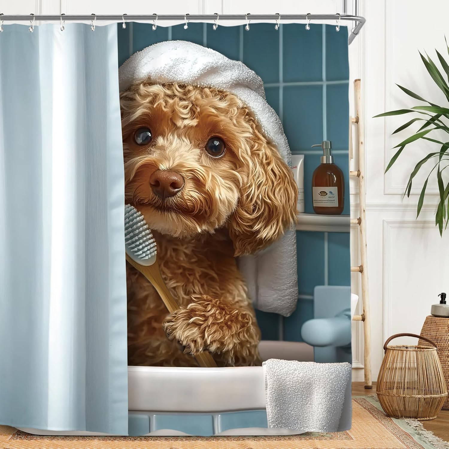 Miyotaas Hilarious Dog Shower Curtain - 60x71 inches