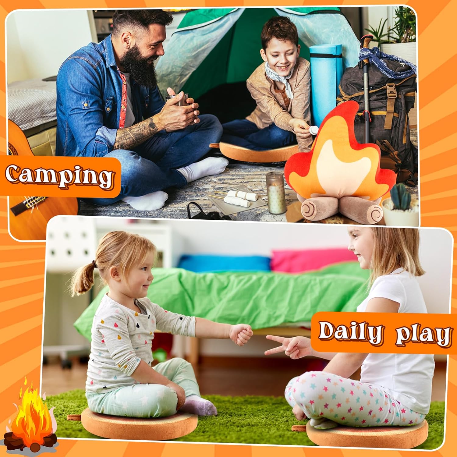 3 Pcs Campfire Plush Set Realistic Camping Experience