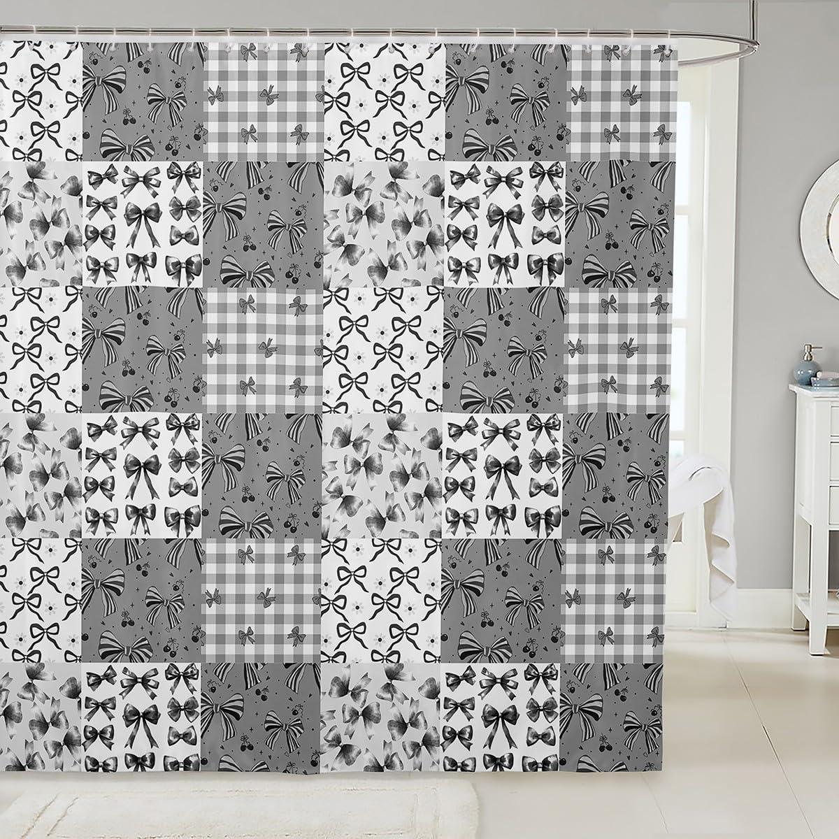 Feelyou Grey Bow Shower Curtain