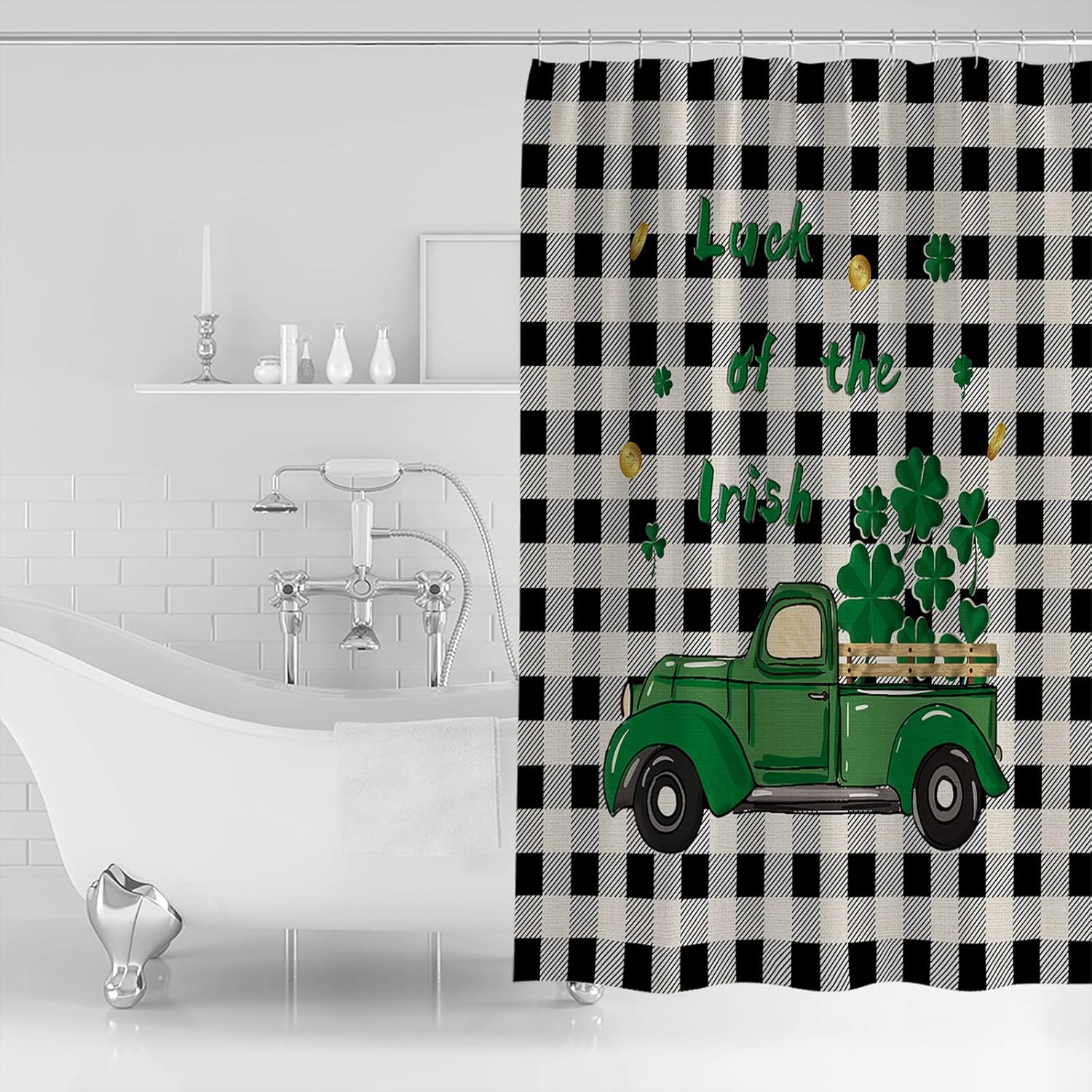 St Patricks Day Shower Curtain - Water Repellent Functional Bathroom Decor