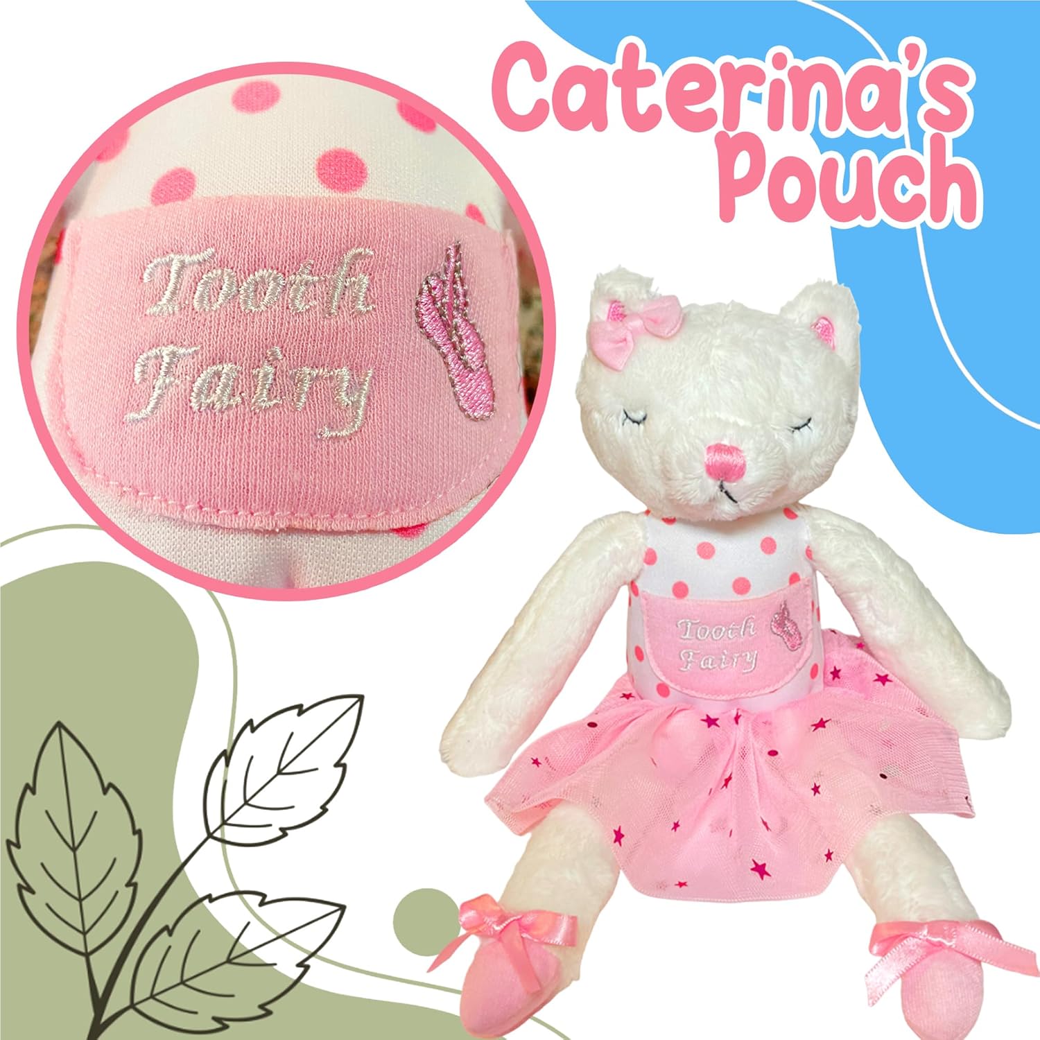 Caterina Cat Tooth Fairy Pillow for Girls