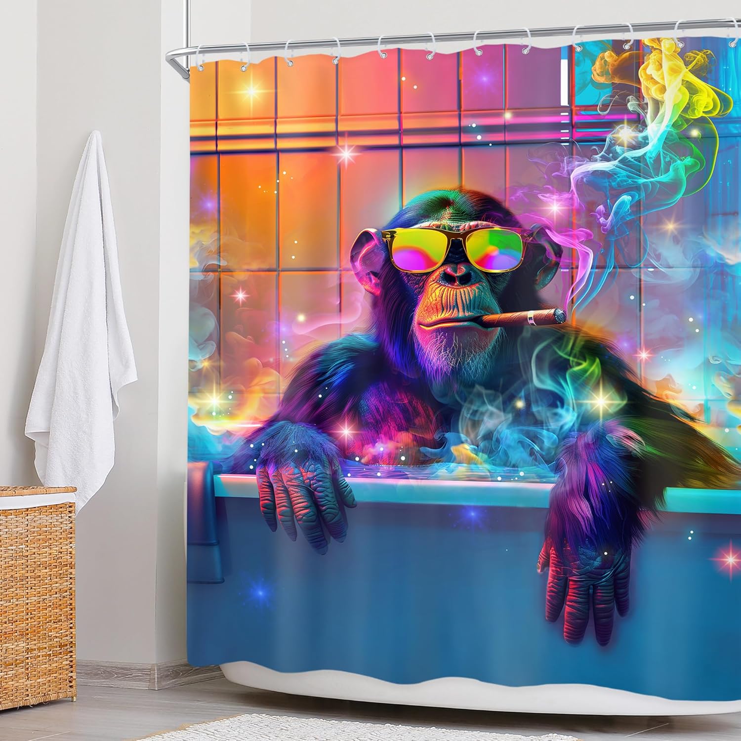 Funny Monkey Waterproof Perfect for Bathroom Decor