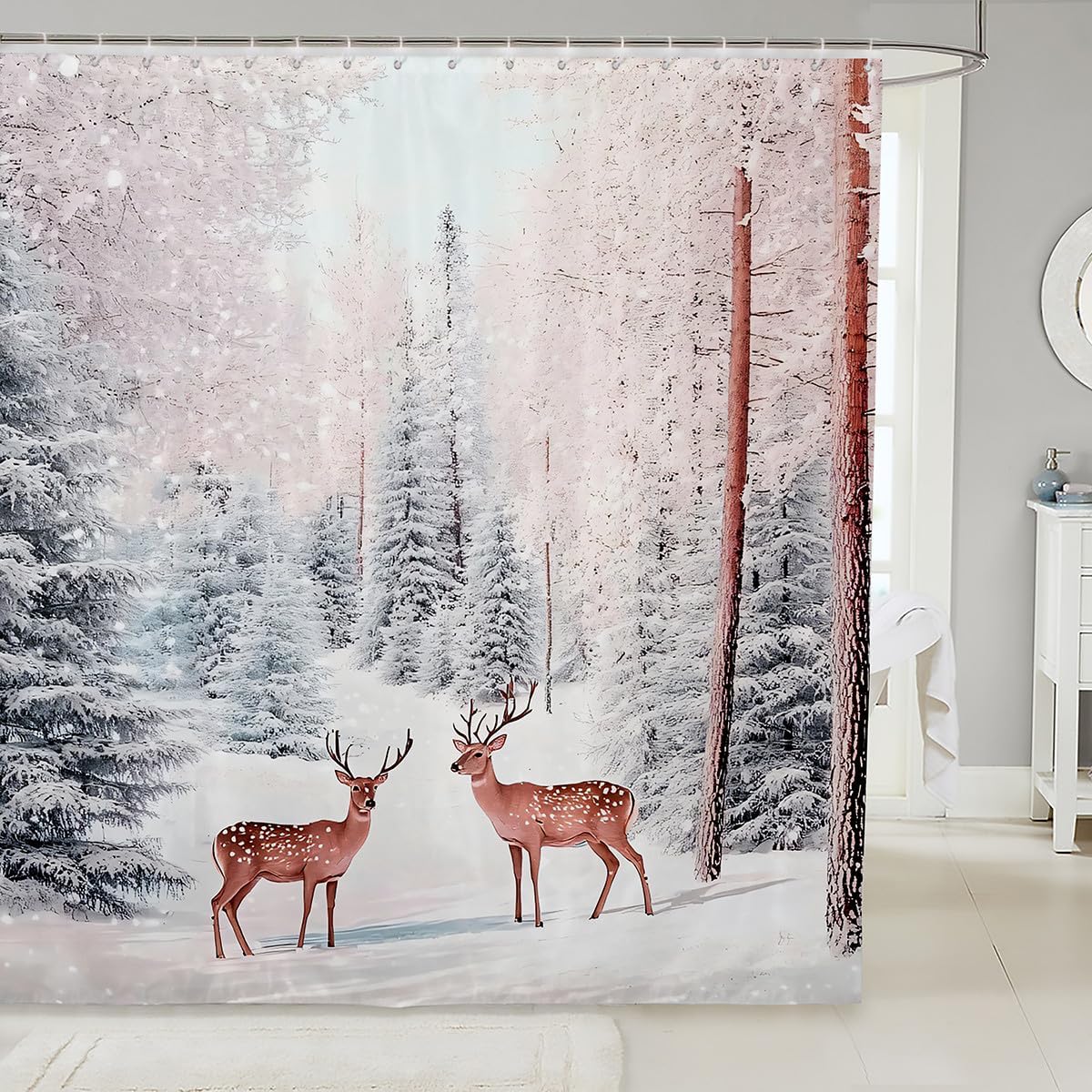 Feelyou Merry Christmas Shower Curtain Set