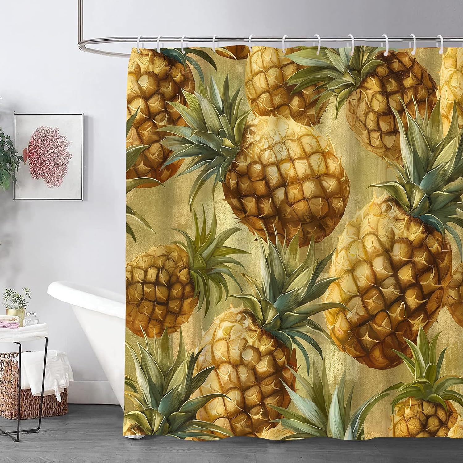 Golden Pineapples Waterproof shower curtain 72x72 inch