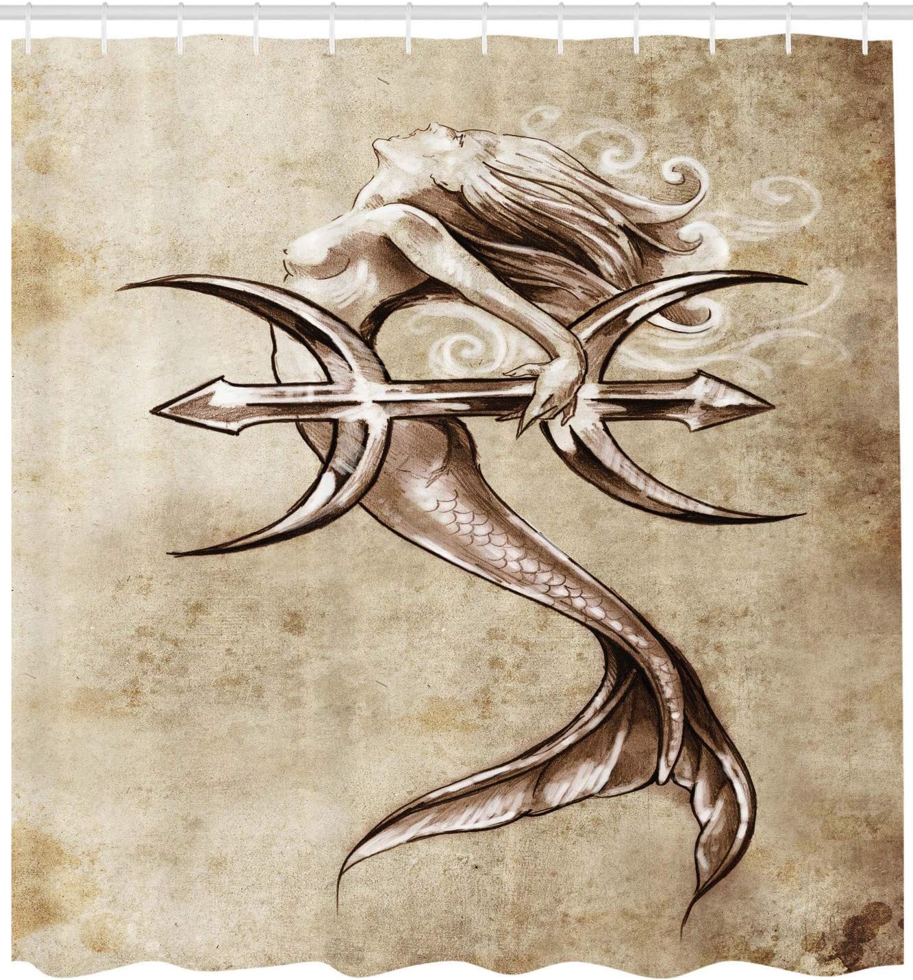 Ambesonne Mermaid Bathroom Curtain