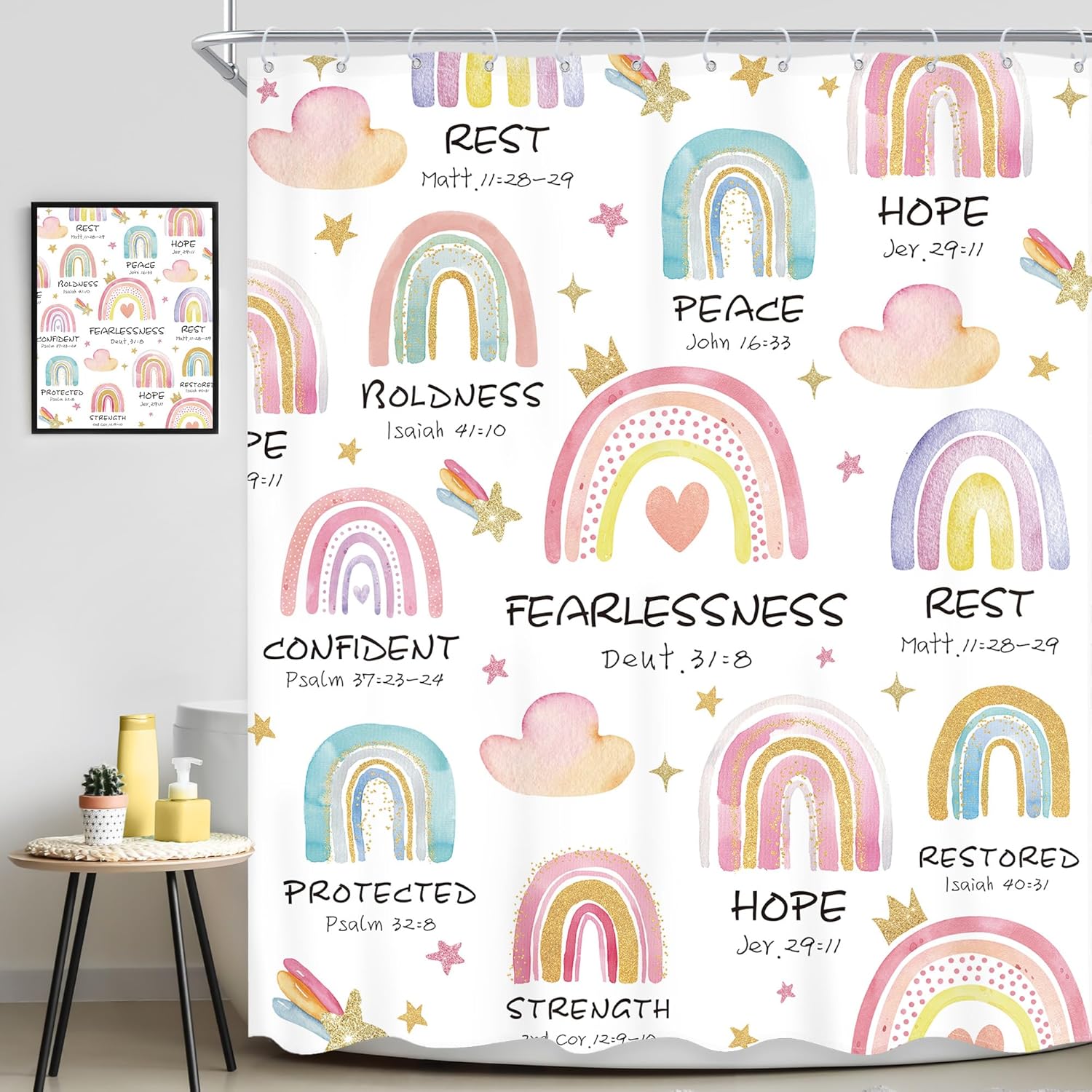 Ufeela Kids Wall Hanging with Bible Verses Rainbow