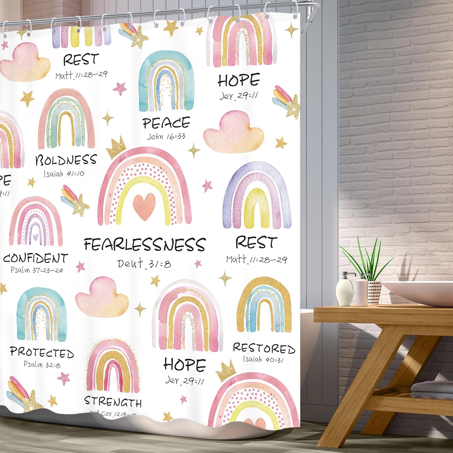 Ufeela Kids Wall Hanging with Bible Verses Rainbow