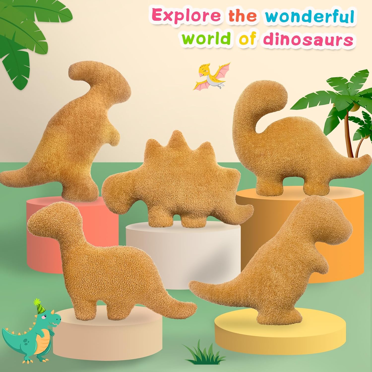Dino Nuggets Pillow Plush - Super Cute Dinosaur Plush for Kids Adults