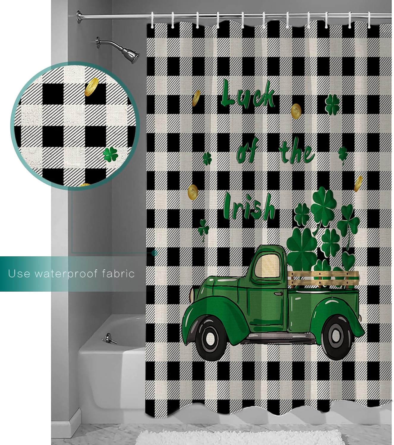 St Patricks Day Shower Curtain - Water Repellent Functional Bathroom Decor