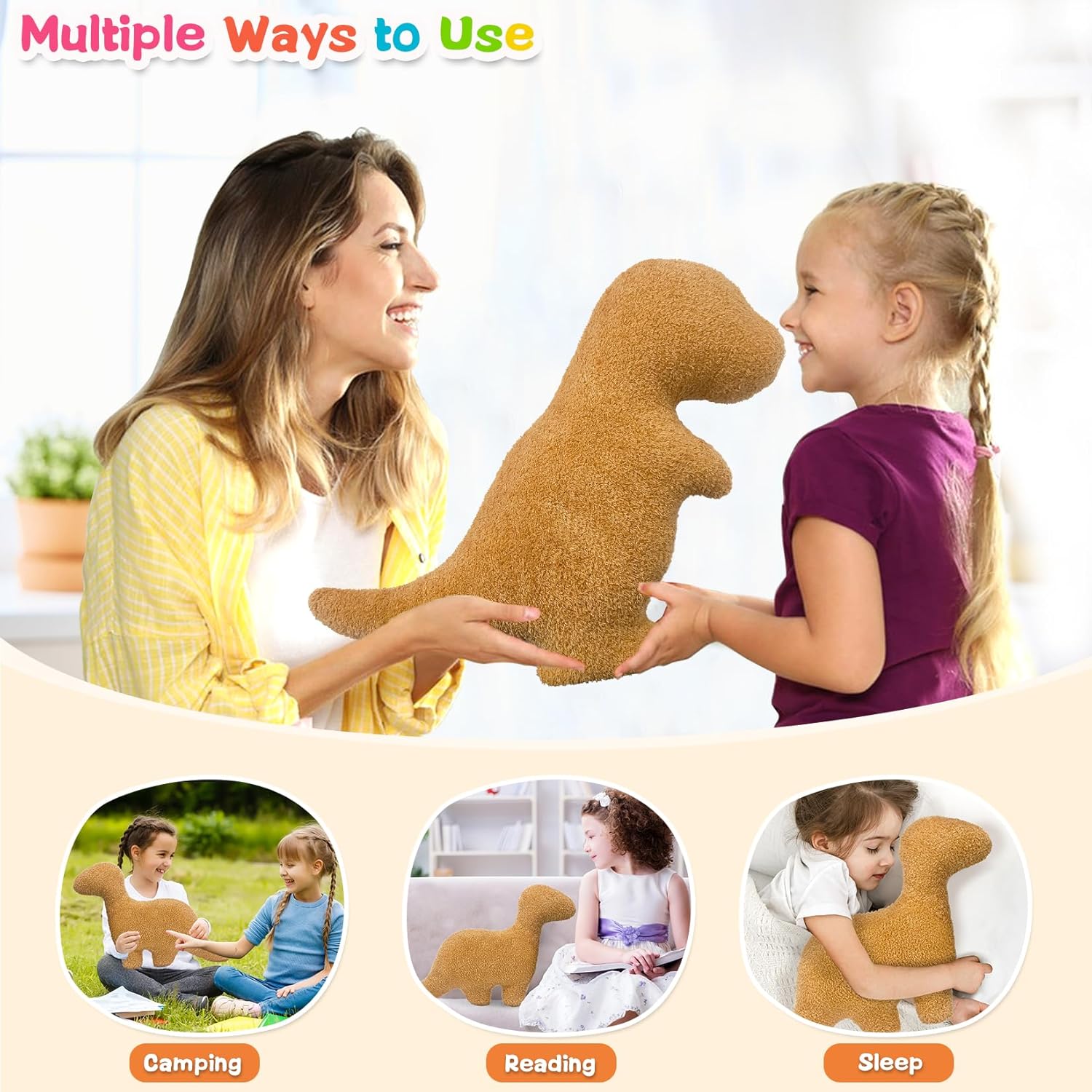 Dino Nuggets Pillow Plush - Super Cute Dinosaur Plush for Kids Adults