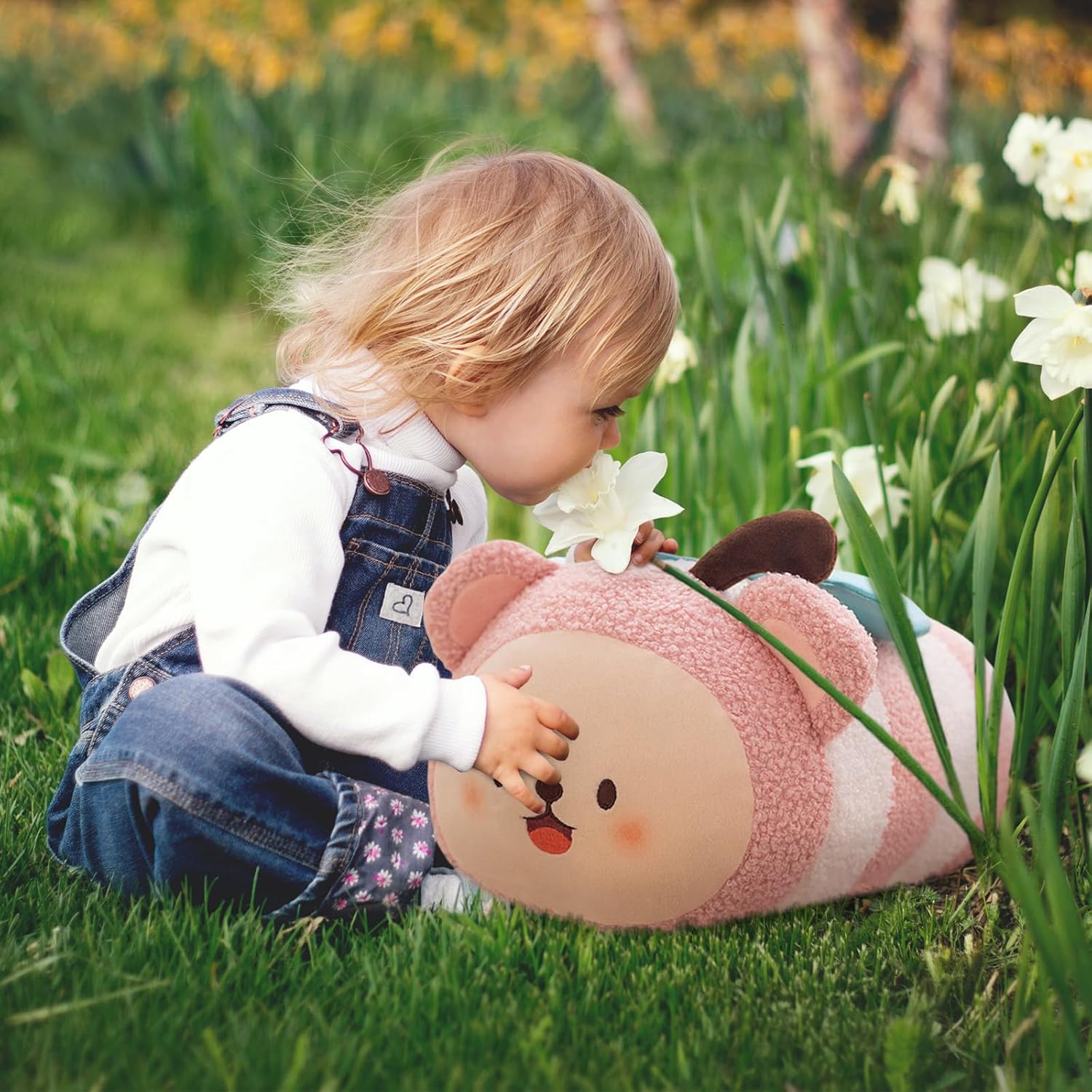 Cute Plush Pillow Kawaii Animal Toy for Kids Pink Design